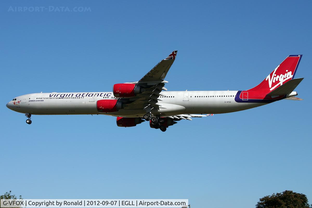 G-VFOX, 2002 Airbus A340-642 C/N 449, at lhr