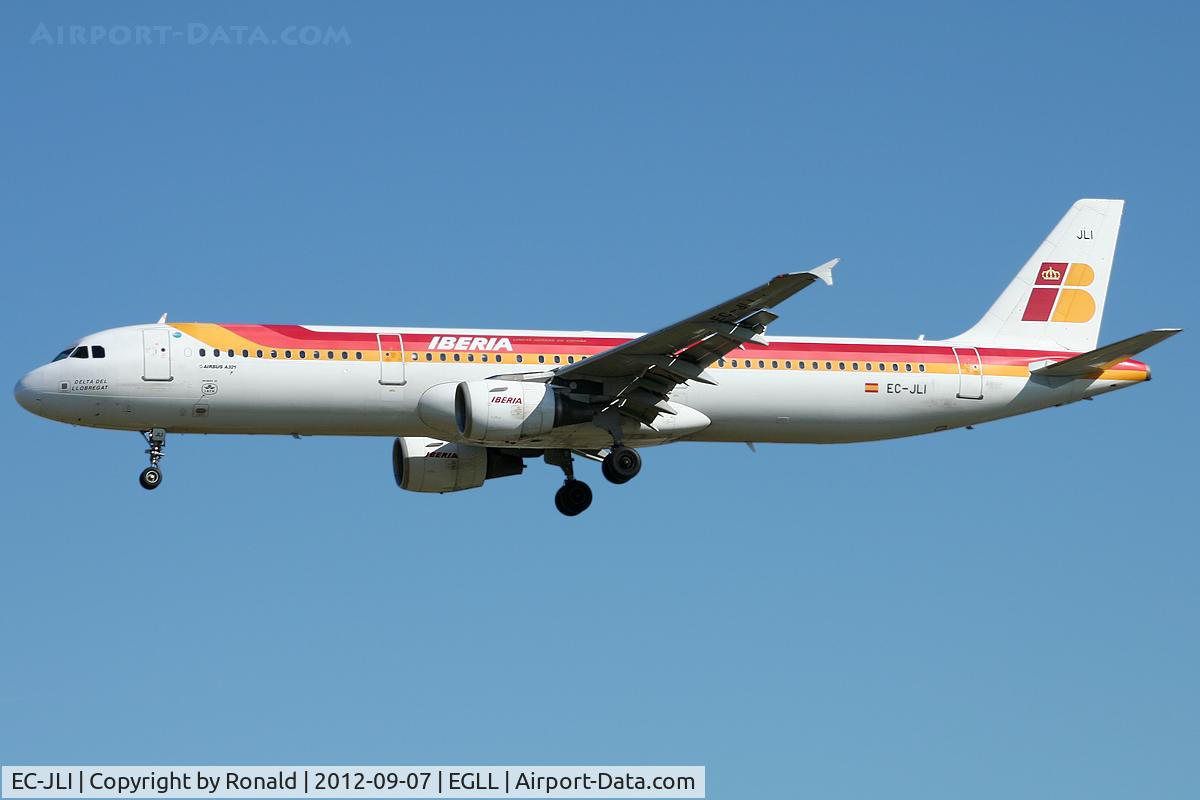 EC-JLI, 2005 Airbus A321-211 C/N 2563, at lhr
