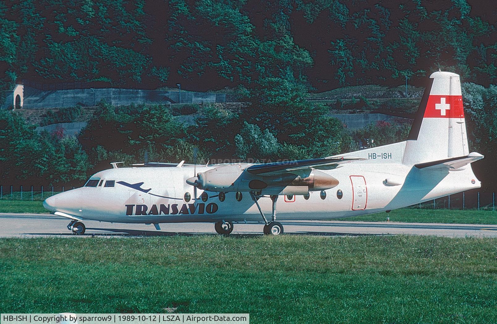 HB-ISH, 1964 Fokker F-27-200 C/N 10260, Regular visitor at Lugano-Agno. Scanned from a slide.
