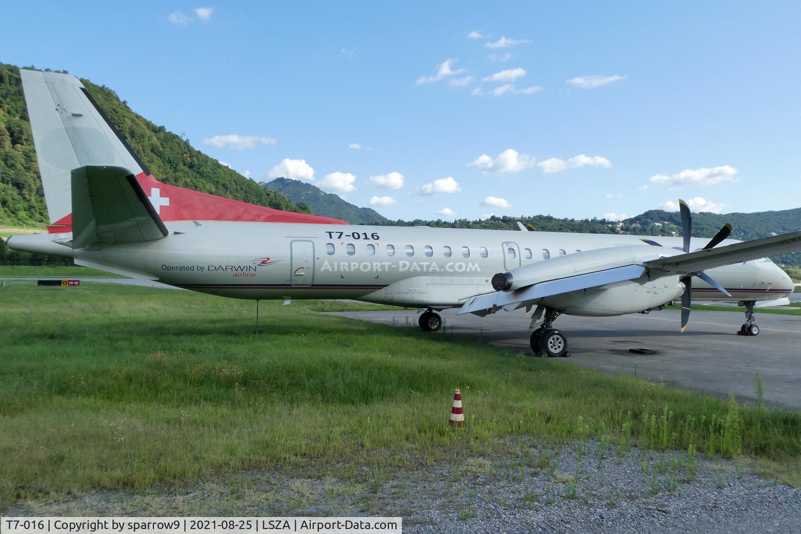 T7-016, 1995 Saab 2000 C/N 2000-016, At Lugano-Agno, no longer used.