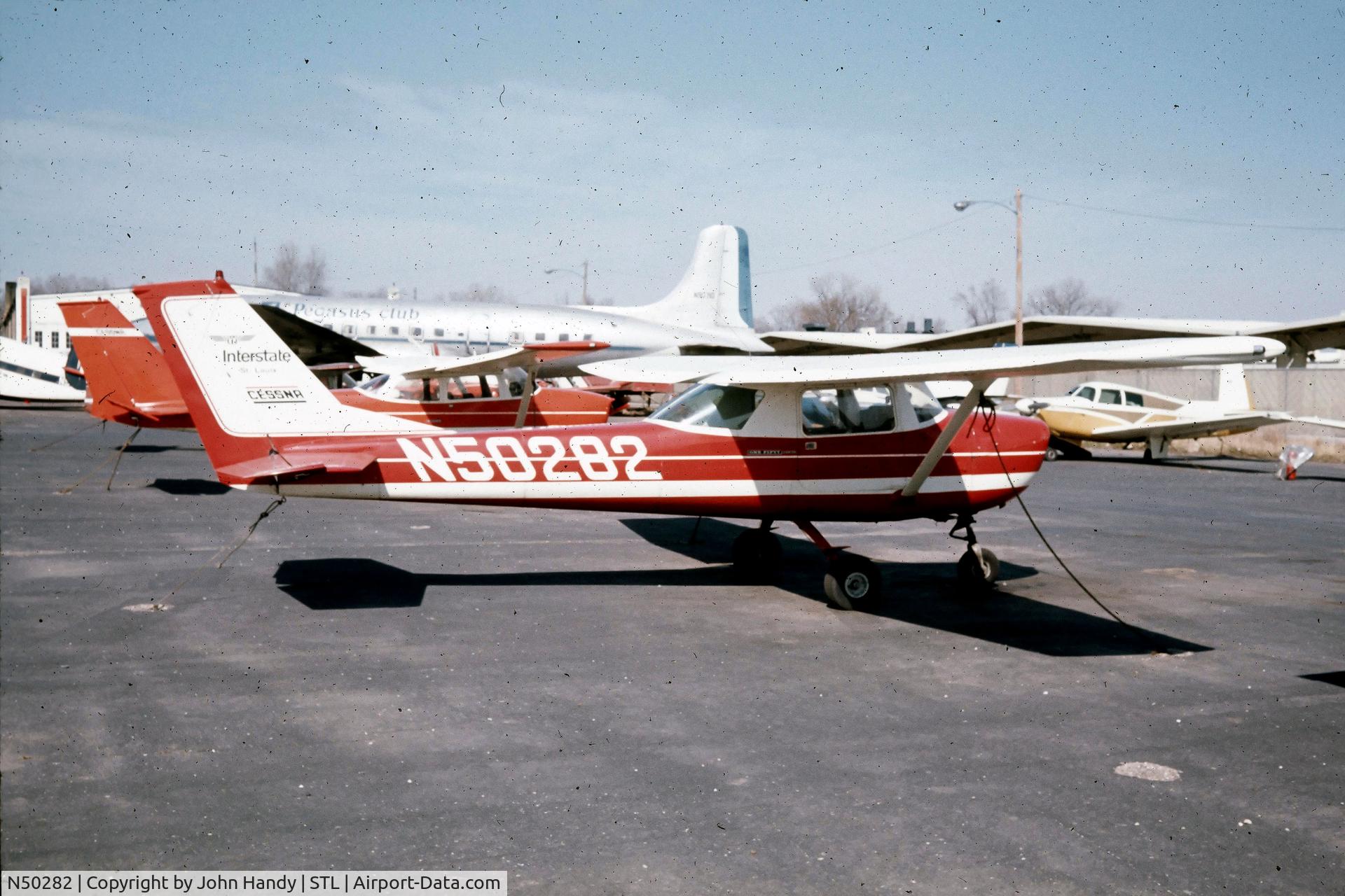 N50282, 1968 Cessna 150H C/N 15069193, Cessna N50282 at Lambert Field, St. Louis. MO in 1971