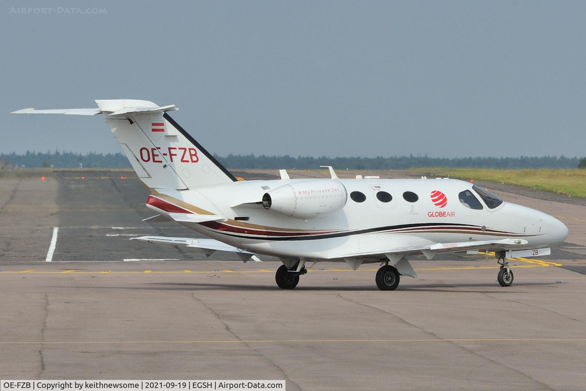 OE-FZB, 2008 Cessna 510 Citation Mustang Citation Mustang C/N 510-0145, Leaving Norwich for Paris, Le Bourget.