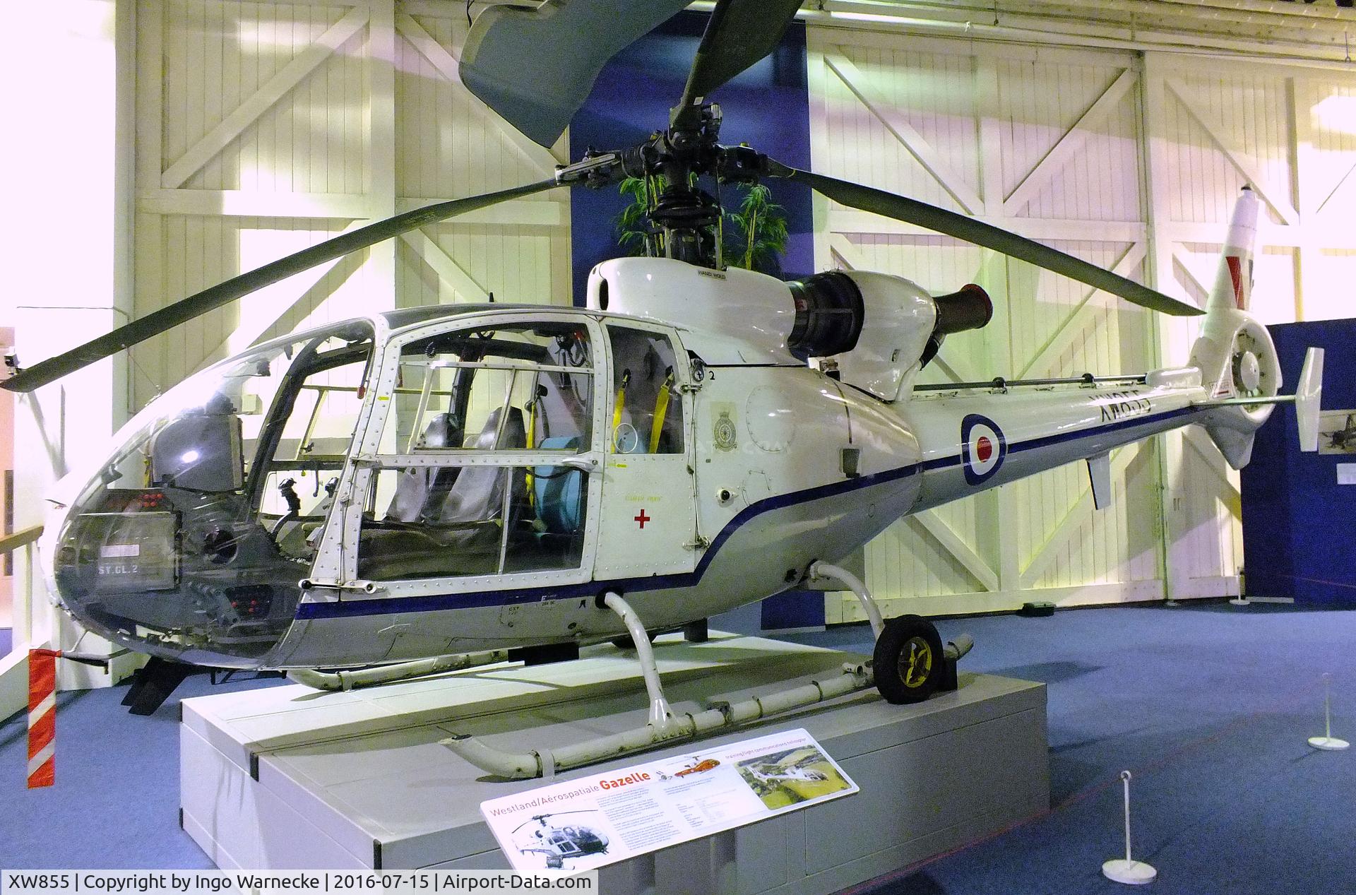 XW855, 1973 Westland SA-341D Gazelle HT3 C/N WA1050, Sud Aviation (Westland) SA.341D Gazelle HT3 at the RAF-Museum, Hendon