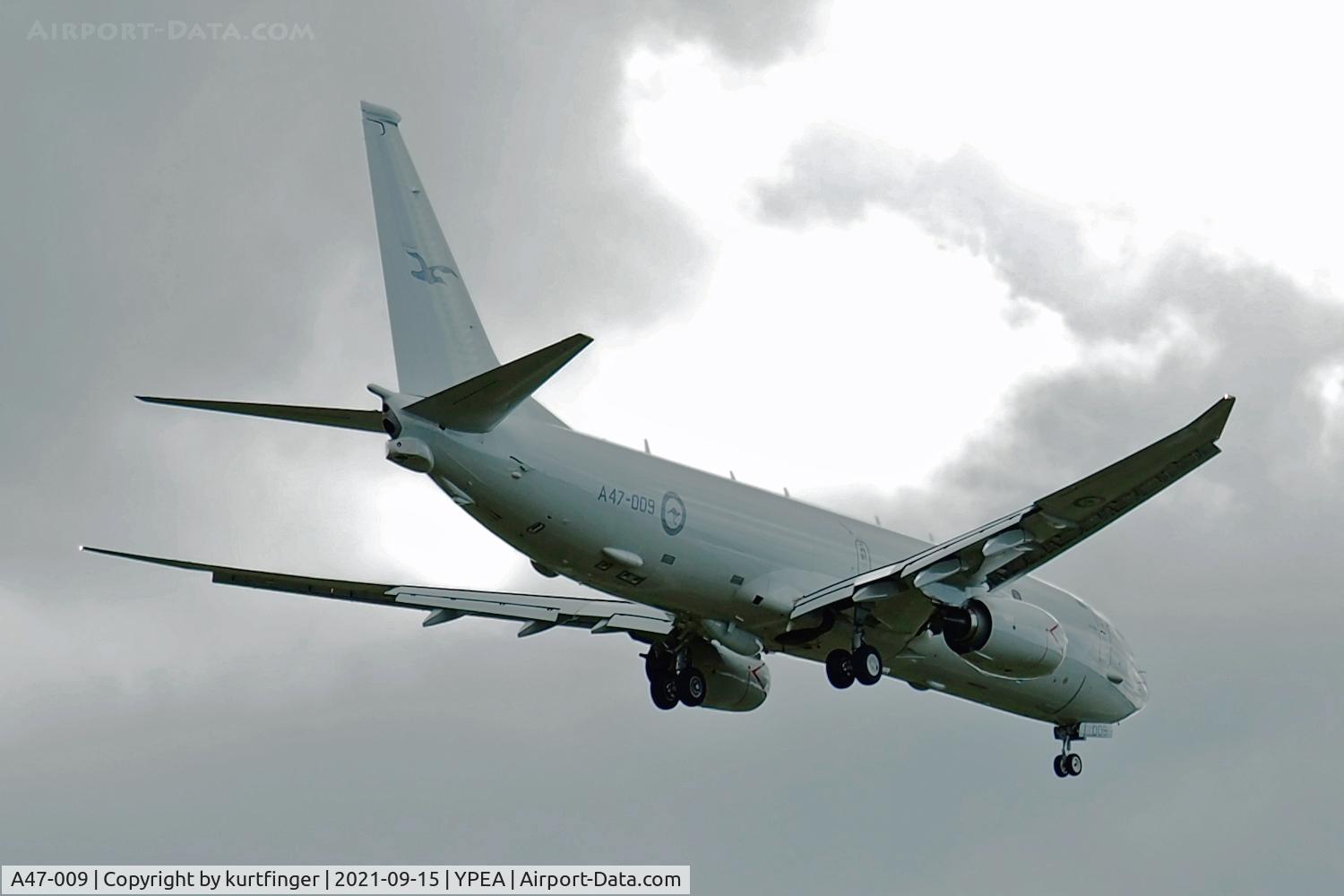 A47-009, 2019 Boeing 737-8FV C/N 64165, Boeing P8A 737-8FV cn 64165 Ln 7392. RAAF serial A47-009 rwy 36 RAAF Base Pearce 15 September 2021