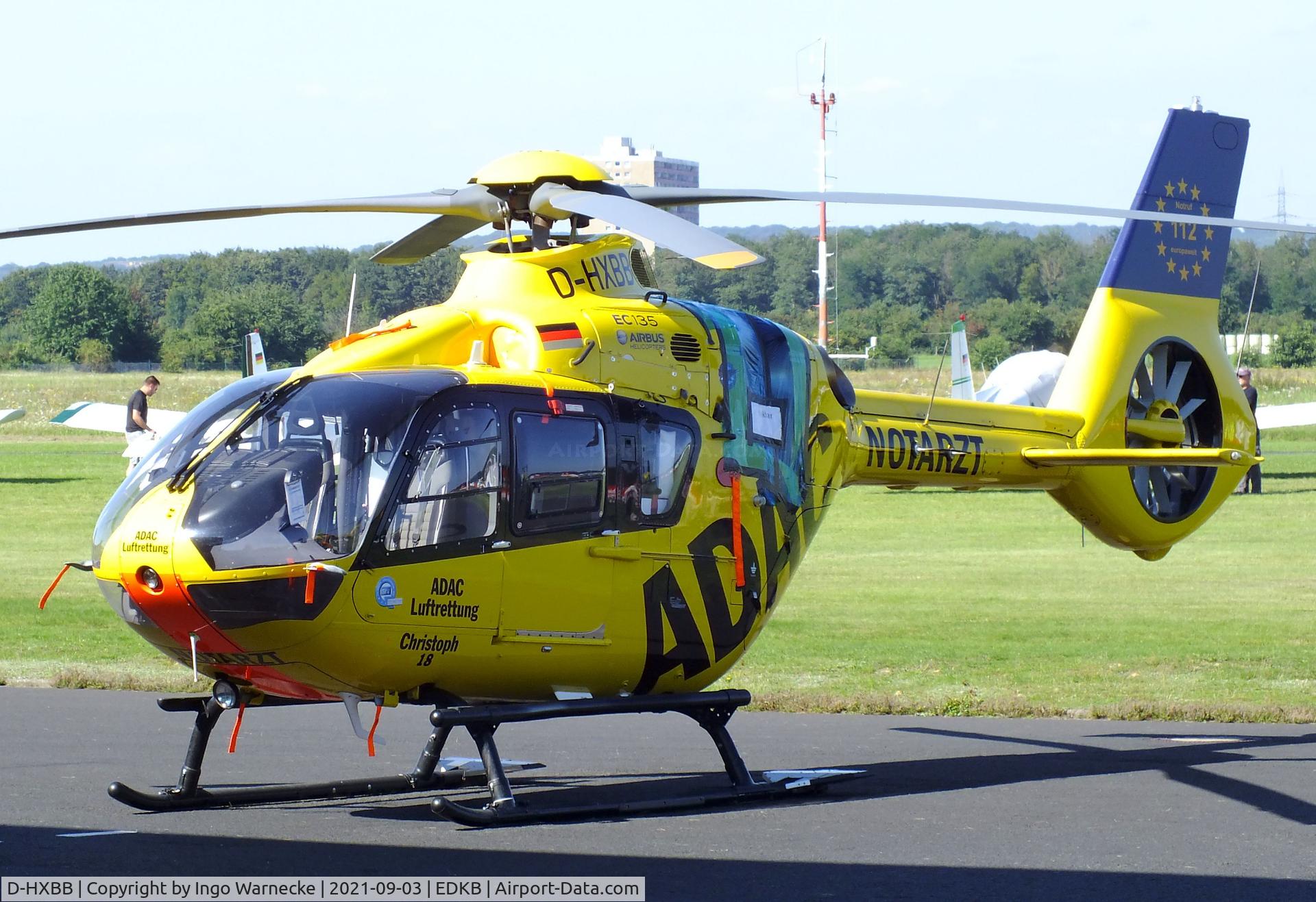 D-HXBB, 2015 Airbus Helicopters EC135P-3 C/N 1188, Eurocopter (Airbus Helicopters) EC135P3 'Christoph 18' EMS-helicopter of ADAC Luftrettung at Bonn-Hangelar airfield during the 51st Grumman Fly-in 2021