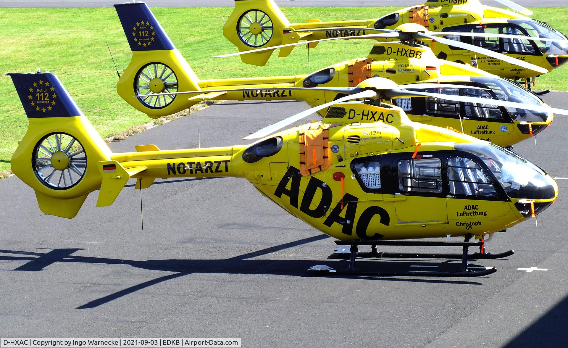 D-HXAC, 2013 Eurocopter EC-135P-2 C/N 1135, Eurocopter EC135P2 'Christoph 65' EMS-helicopter of ADAC Luftrettung at Bonn-Hangelar airfield during the 51st Grumman Fly-in 2021