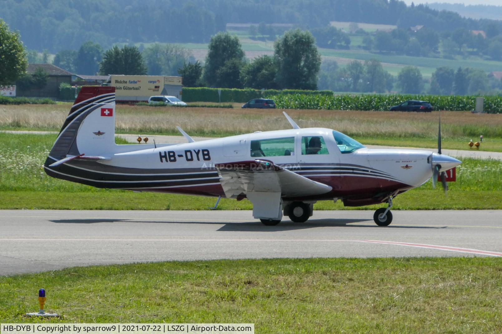 HB-DYB, 1980 Mooney M20K-231 Turbo C/N 25-0399, Holding position runway 06 Grenchen