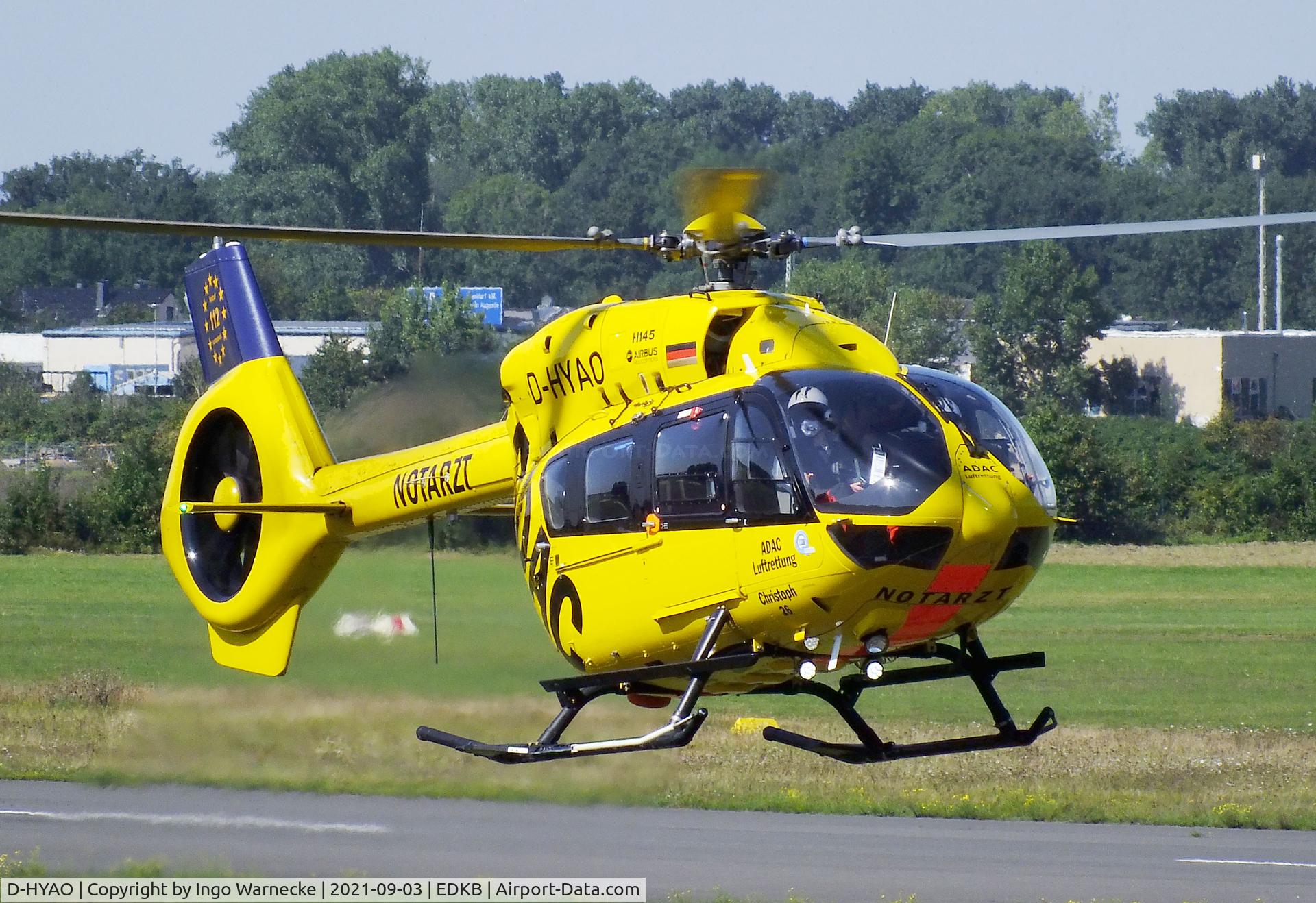 D-HYAO, 2017 Airbus Helicopters H-145 (BK-117D-2) C/N 20163, Airbus Helicopters H145 'Christoph 26' EMS-helicopter  of ADAC Luftrettung at Bonn-Hangelar airfield during the 51st Grumman Fly-in 2021