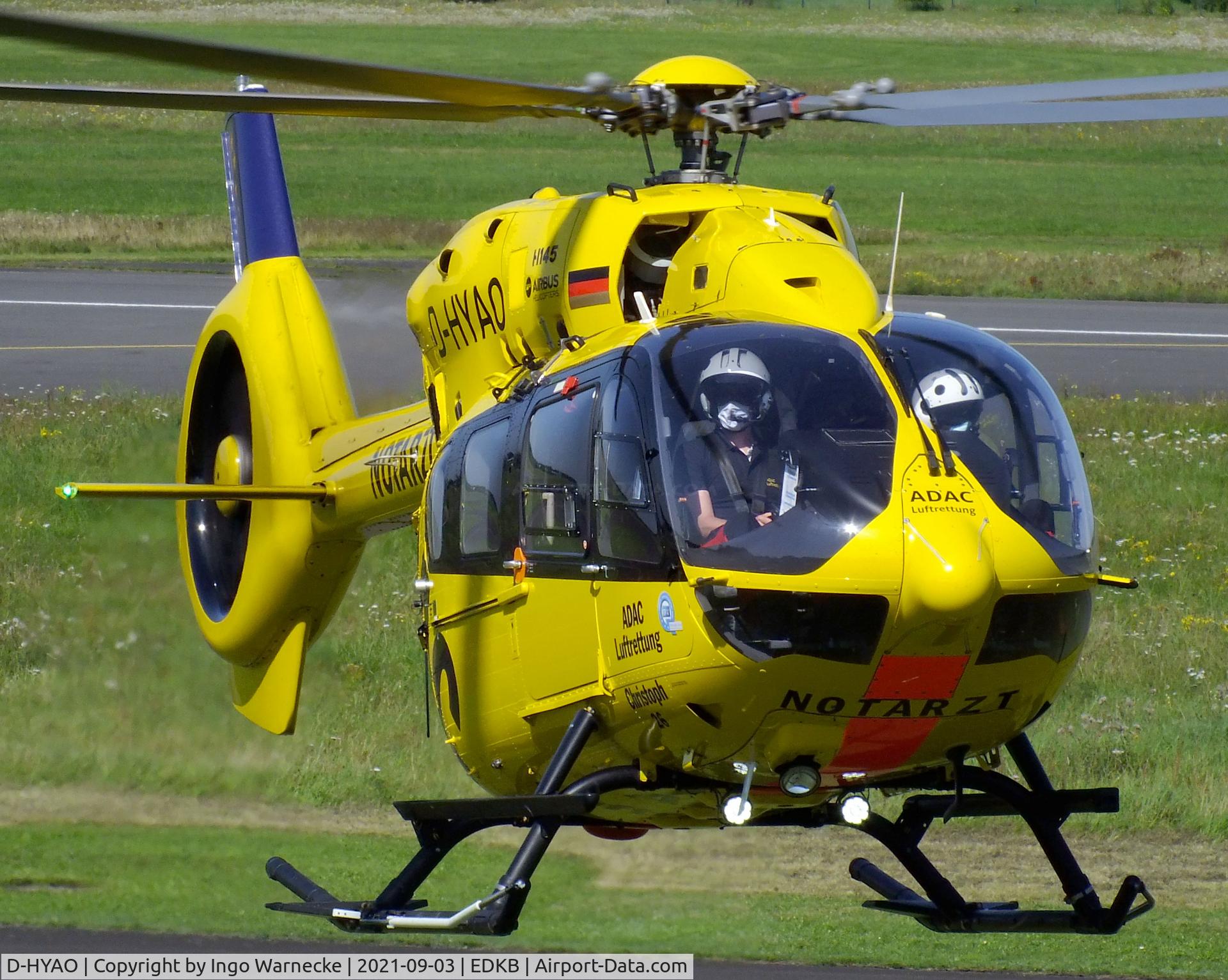 D-HYAO, 2017 Airbus Helicopters H-145 (BK-117D-2) C/N 20163, Airbus Helicopters H145 'Christoph 26' EMS-helicopter  of ADAC Luftrettung at Bonn-Hangelar airfield during the 51st Grumman Fly-in 2021