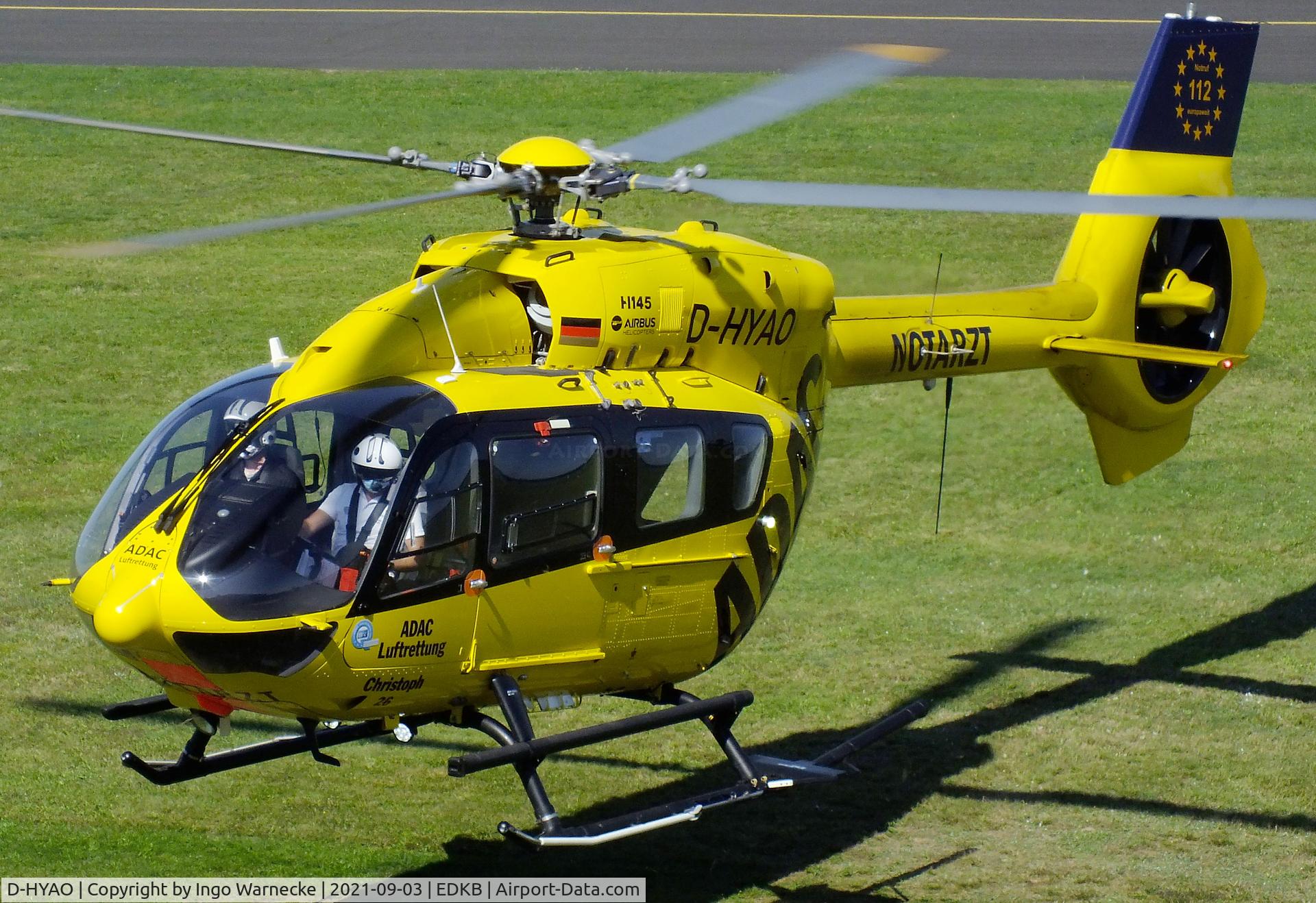 D-HYAO, 2017 Airbus Helicopters H-145 (BK-117D-2) C/N 20163, Airbus Helicopters H145 'Christoph 26' EMS-helicopter  of ADAC Luftrettung at Bonn-Hangelar airfield during the 51st Grumman Fly-in 2021
