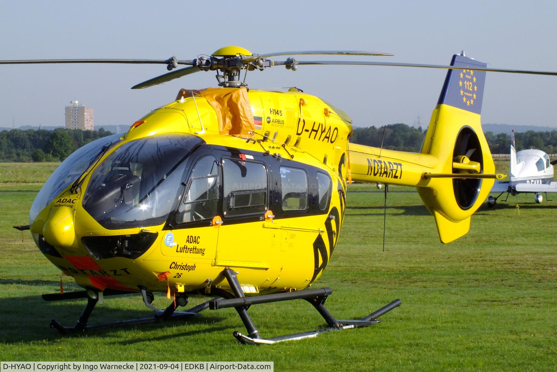 D-HYAO, 2017 Airbus Helicopters H-145 (BK-117D-2) C/N 20163, Airbus Helicopters H145 'Christoph 26' EMS-helicopter  of ADAC Luftrettung at Bonn-Hangelar airfield during the 51st Grumman Fly-in 2021
