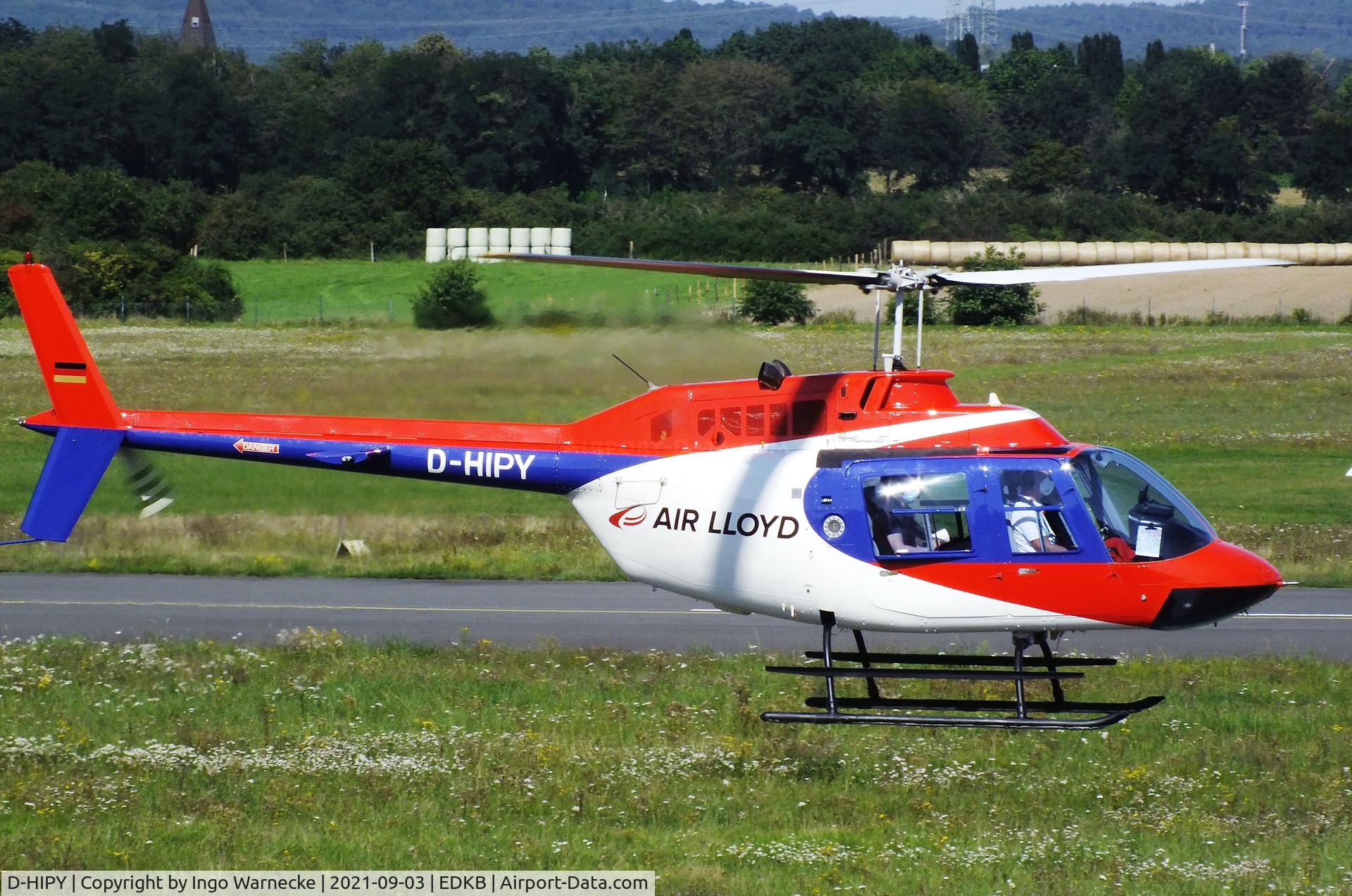 D-HIPY, Bell 206B JetRanger III C/N 4186, Bell 206B JetRanger III of Air Lloyd at Bonn-Hangelar airfield during the Grumman Fly-in 2021