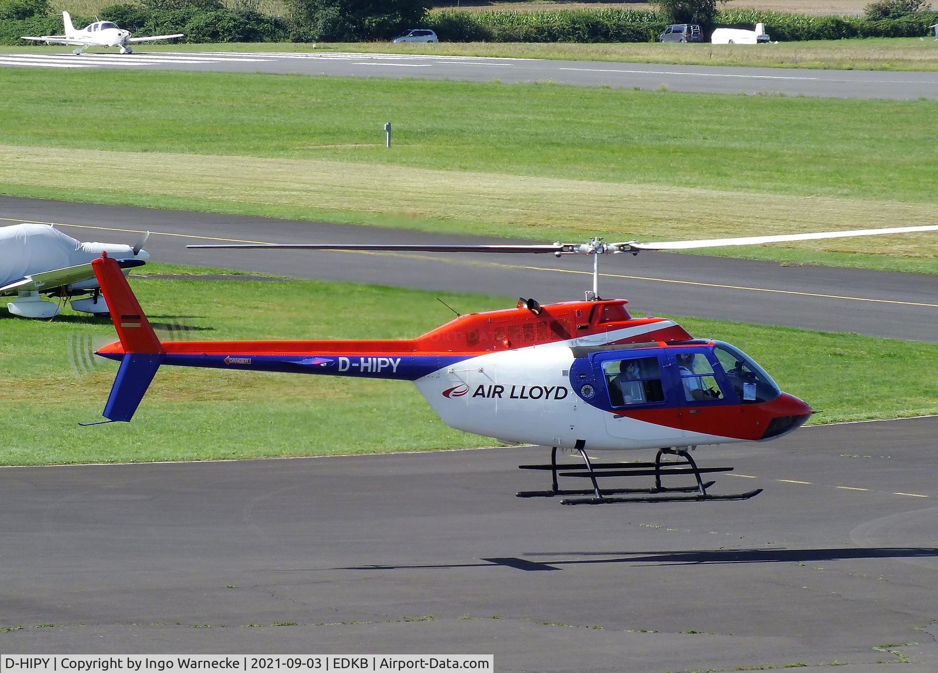 D-HIPY, Bell 206B JetRanger III C/N 4186, Bell 206B JetRanger III of Air Lloyd at Bonn-Hangelar airfield during the Grumman Fly-in 2021