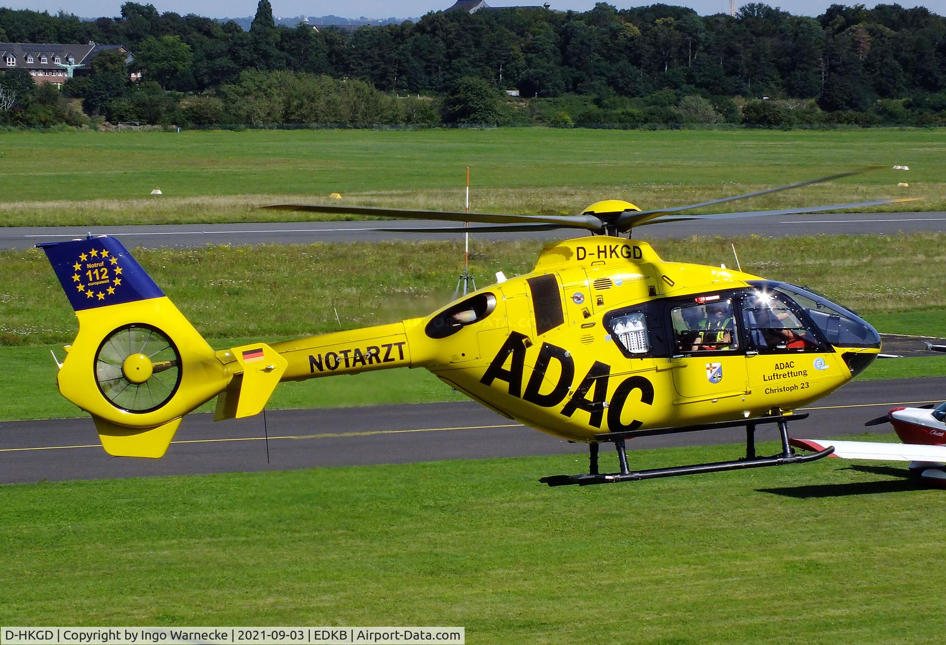 D-HKGD, 2012 Eurocopter EC-135P-2+ C/N 1036, Eurocopter EC135P2+ 'Christoph 23' EMS-helicopter of ADAC Luftrettung at Bonn-Hangelar airfield during the Grumman Fly-in 2021