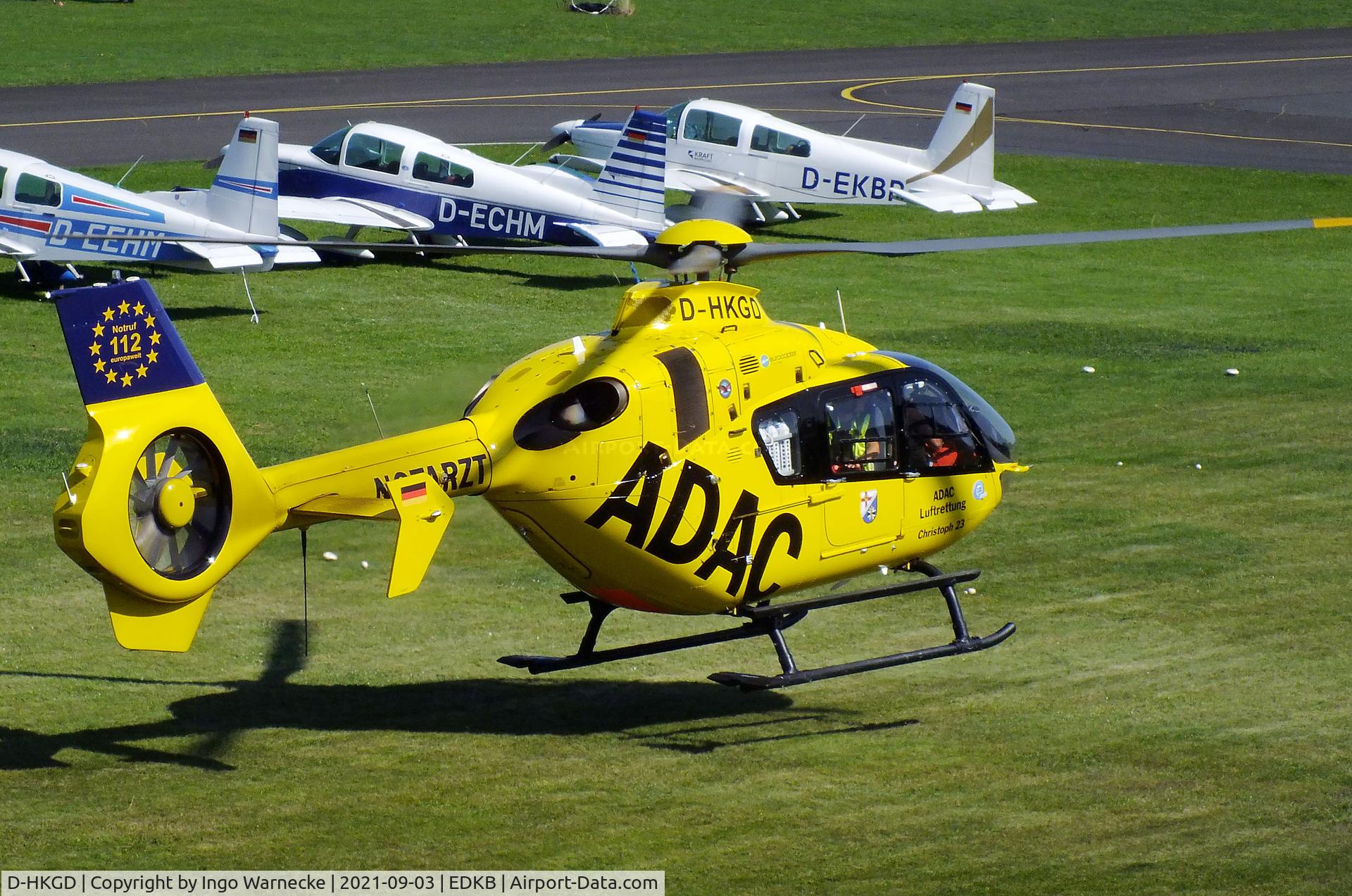 D-HKGD, 2012 Eurocopter EC-135P-2+ C/N 1036, Eurocopter EC135P2+ 'Christoph 23' EMS-helicopter of ADAC Luftrettung at Bonn-Hangelar airfield during the Grumman Fly-in 2021