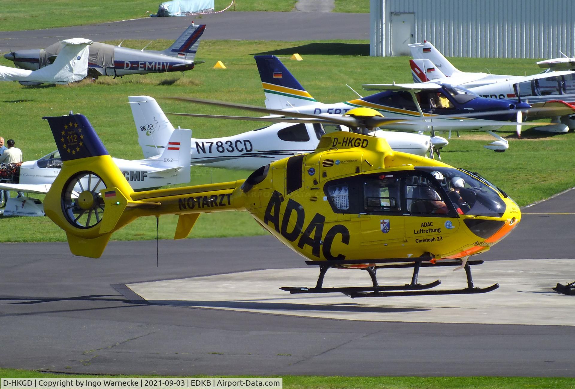 D-HKGD, 2012 Eurocopter EC-135P-2+ C/N 1036, Eurocopter EC135P2+ 'Christoph 23' EMS-helicopter of ADAC Luftrettung at Bonn-Hangelar airfield during the Grumman Fly-in 2021