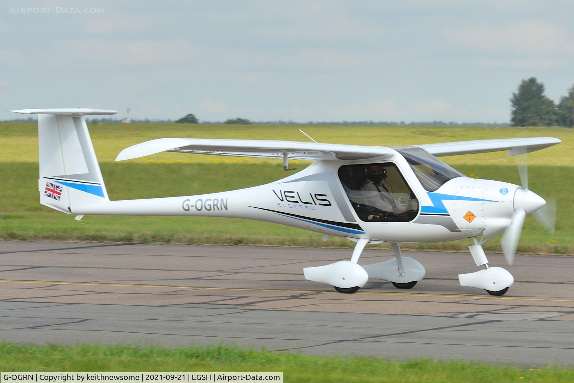 G-OGRN, 2020 Pipistrel Virus SW 128 C/N VSW1280010, Leaving Norwich.