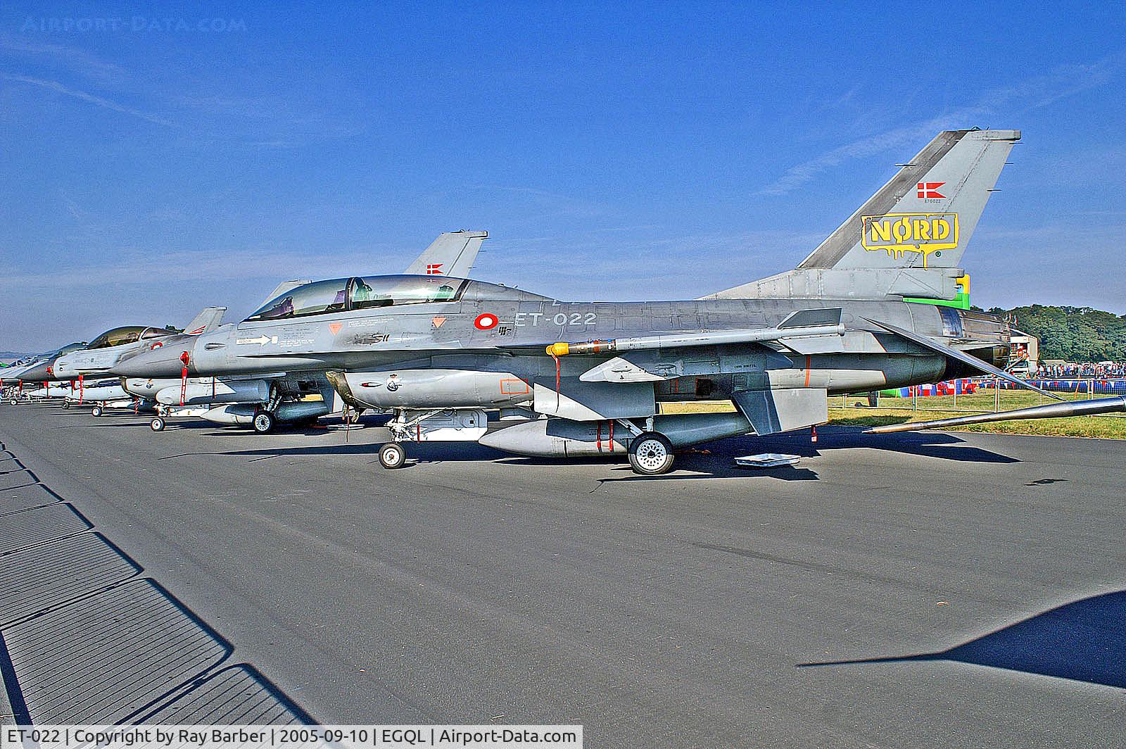 ET-022, 1987 General Dynamics F-16BM Fighting Falcon C/N 6G-16, ET-022   General Dynamics F-16B Fighting Falcon [6G-16] (Royal Danish Air Force) RAF Leuchars~G 10/09/2006