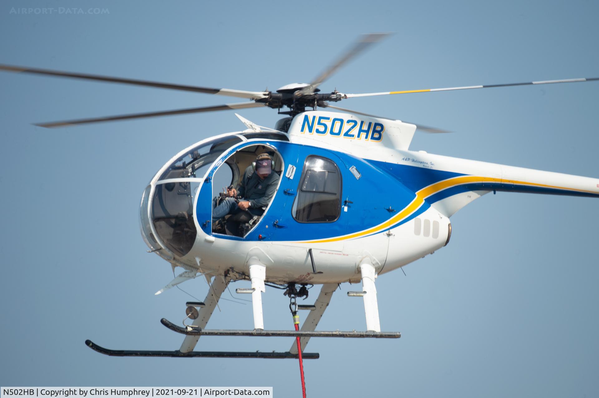 N502HB, 1978 Hughes 369D C/N 480291D, Working on PG&E towers in San Leandro California.