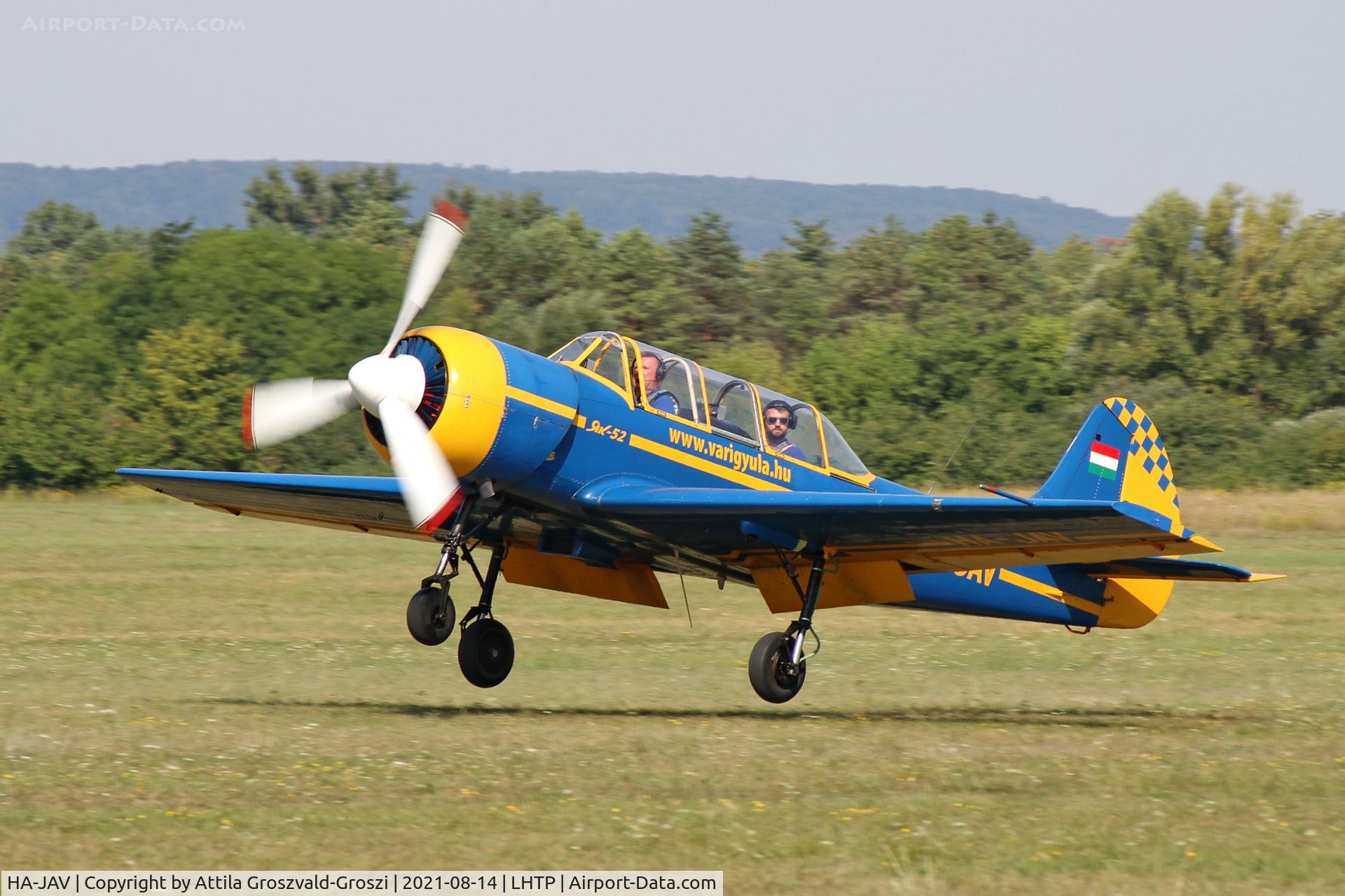 HA-JAV, 1985 Yakovlev (Aerostar) Yak-52 C/N 856008, LHTP - Tapolca Airport, Hungary