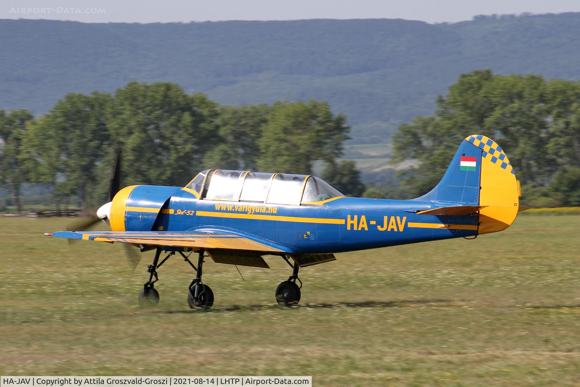 HA-JAV, 1985 Yakovlev (Aerostar) Yak-52 C/N 856008, LHTP - Tapolca Airport, Hungary