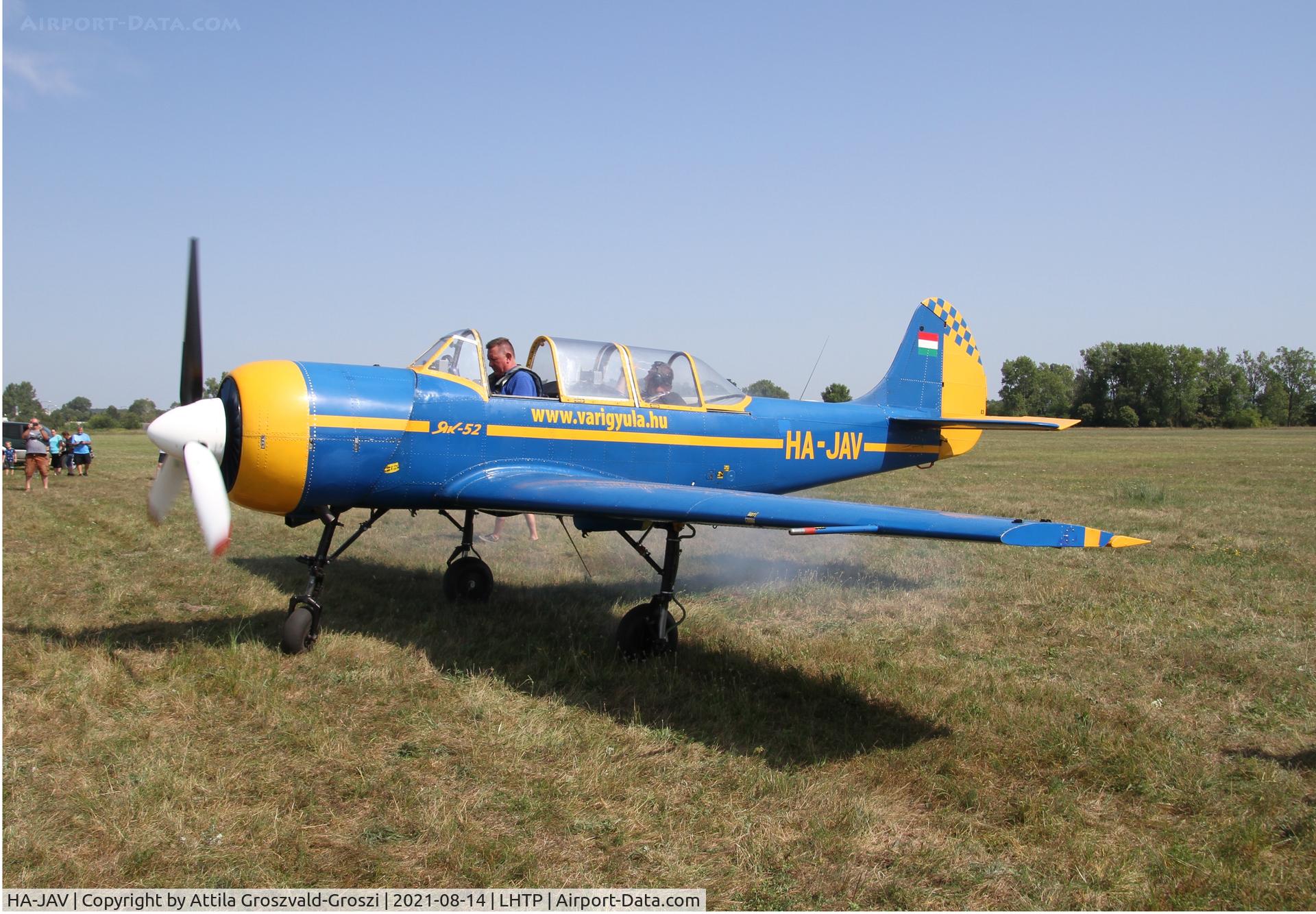 HA-JAV, 1985 Yakovlev (Aerostar) Yak-52 C/N 856008, LHTP - Tapolca Airport, Hungary