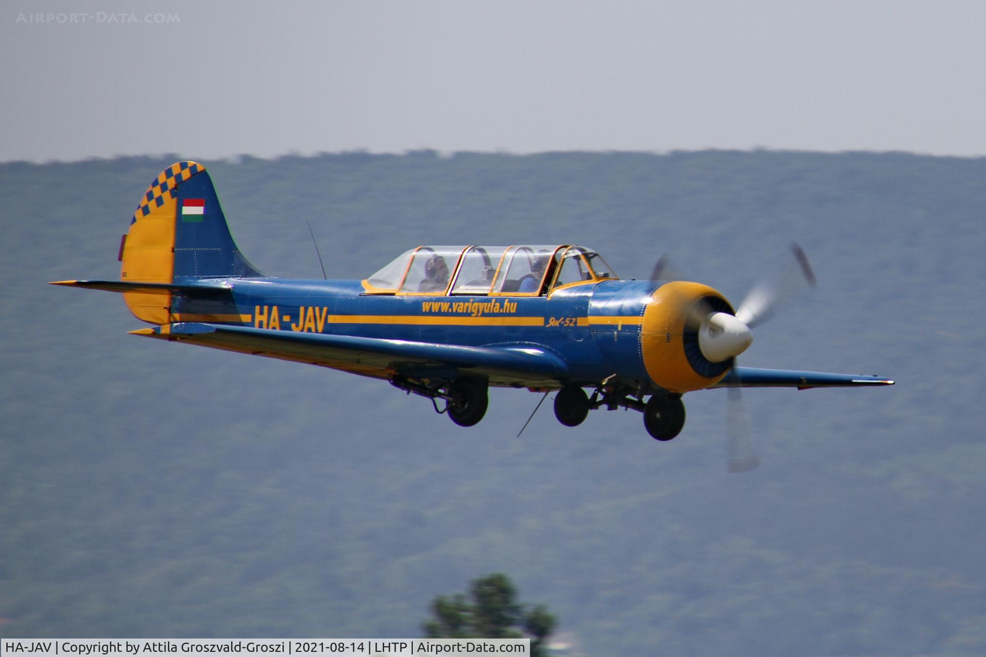 HA-JAV, 1985 Yakovlev (Aerostar) Yak-52 C/N 856008, LHTP - Tapolca Airport, Hungary