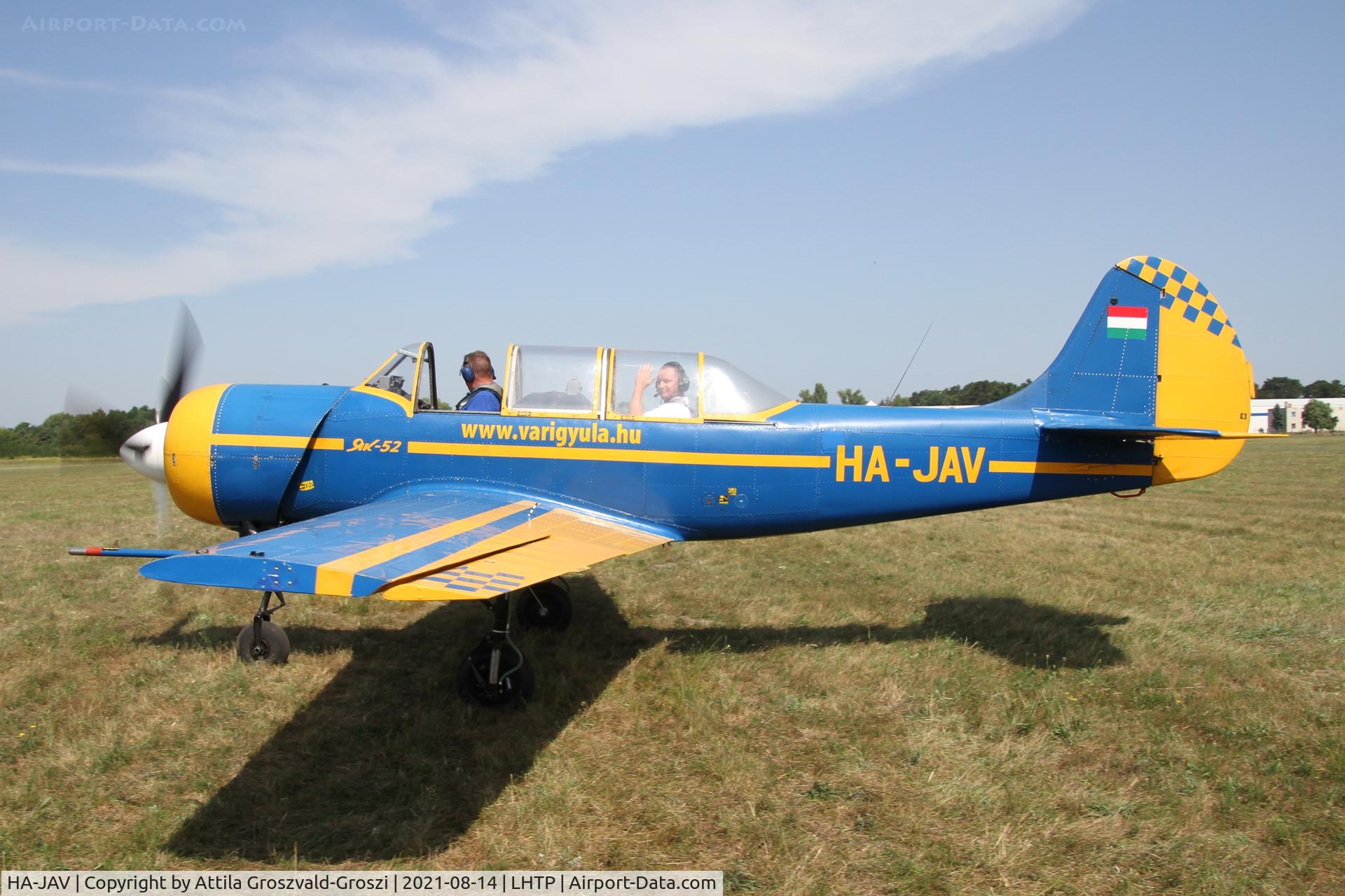 HA-JAV, 1985 Yakovlev (Aerostar) Yak-52 C/N 856008, LHTP - Tapolca Airport, Hungary