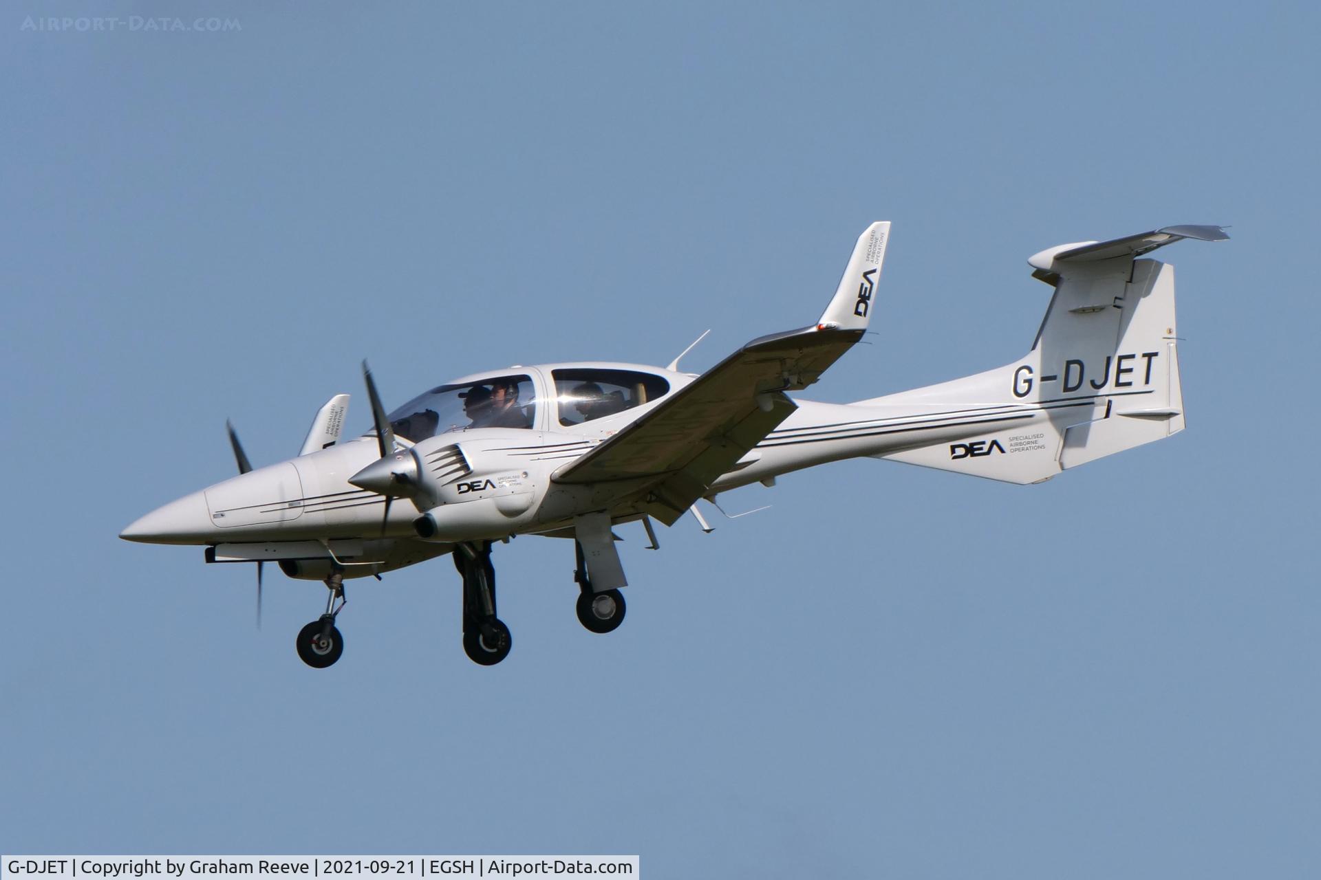 G-DJET, 2006 Diamond DA-42 Twin Star C/N 42.122, Landing at Norwich.