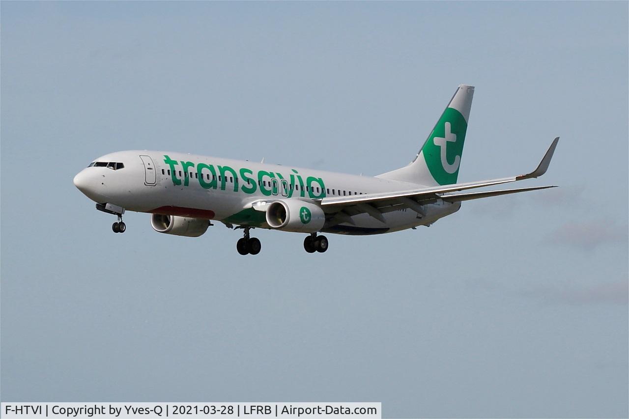F-HTVI, 2018 Boeing 737-8K2 C/N 62164, Boeing 737-8K2, On final rwy 25L, Brest-Bretagne airport (LFRB-BES)