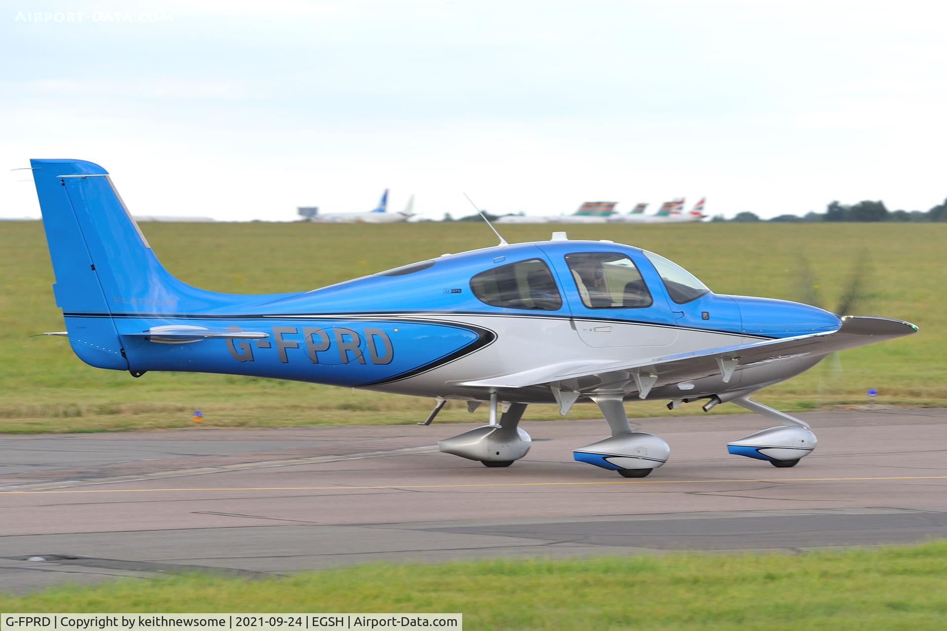 G-FPRD, 2020 Cirrus SR22 C/N 4919, Leaving Norwich.