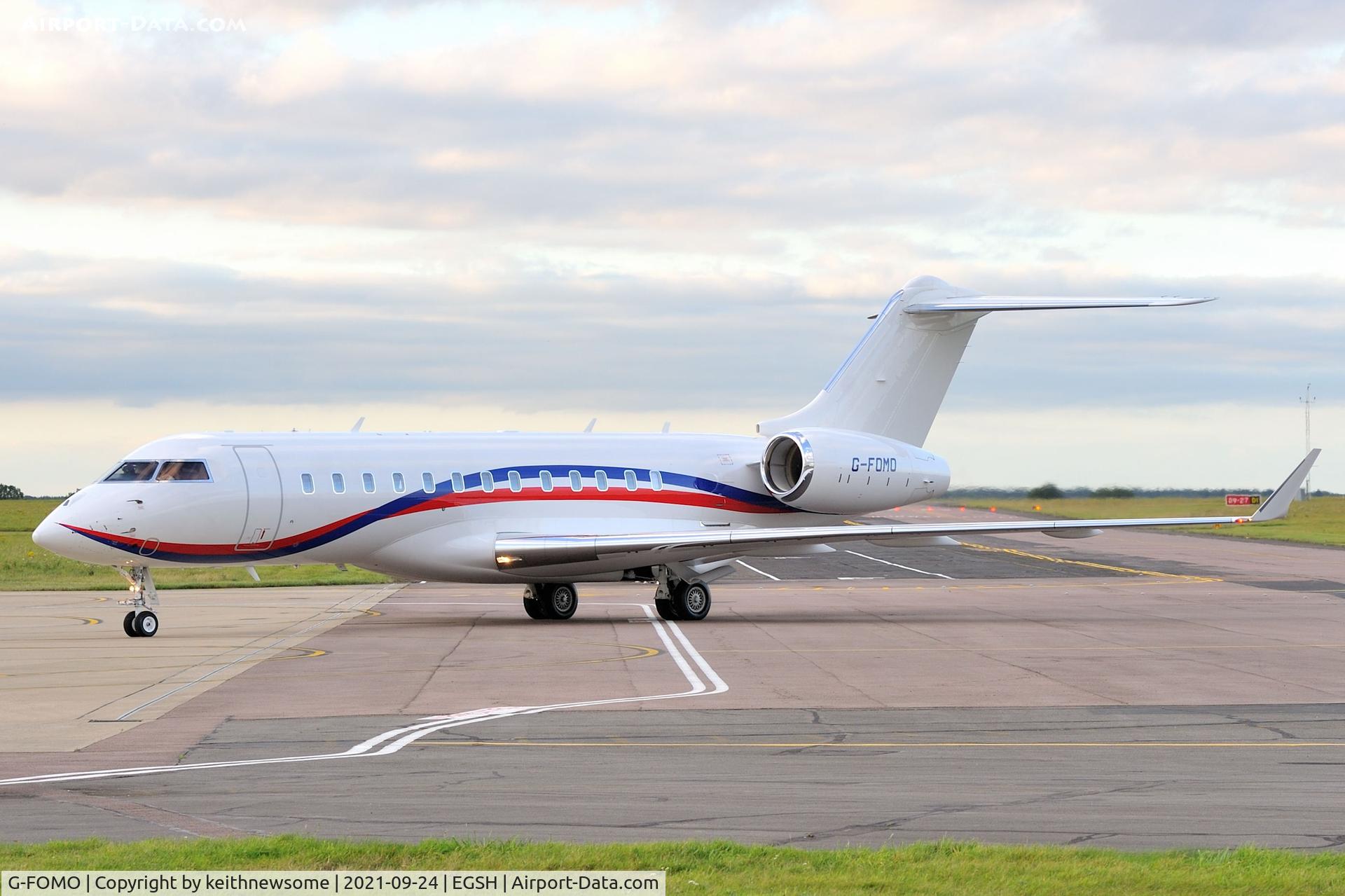G-FOMO, 2017 Bombardier BD-700-1A10 Global 6000 C/N 9797, Arriving at Norwich from Teterboro, New Jersey, USA.