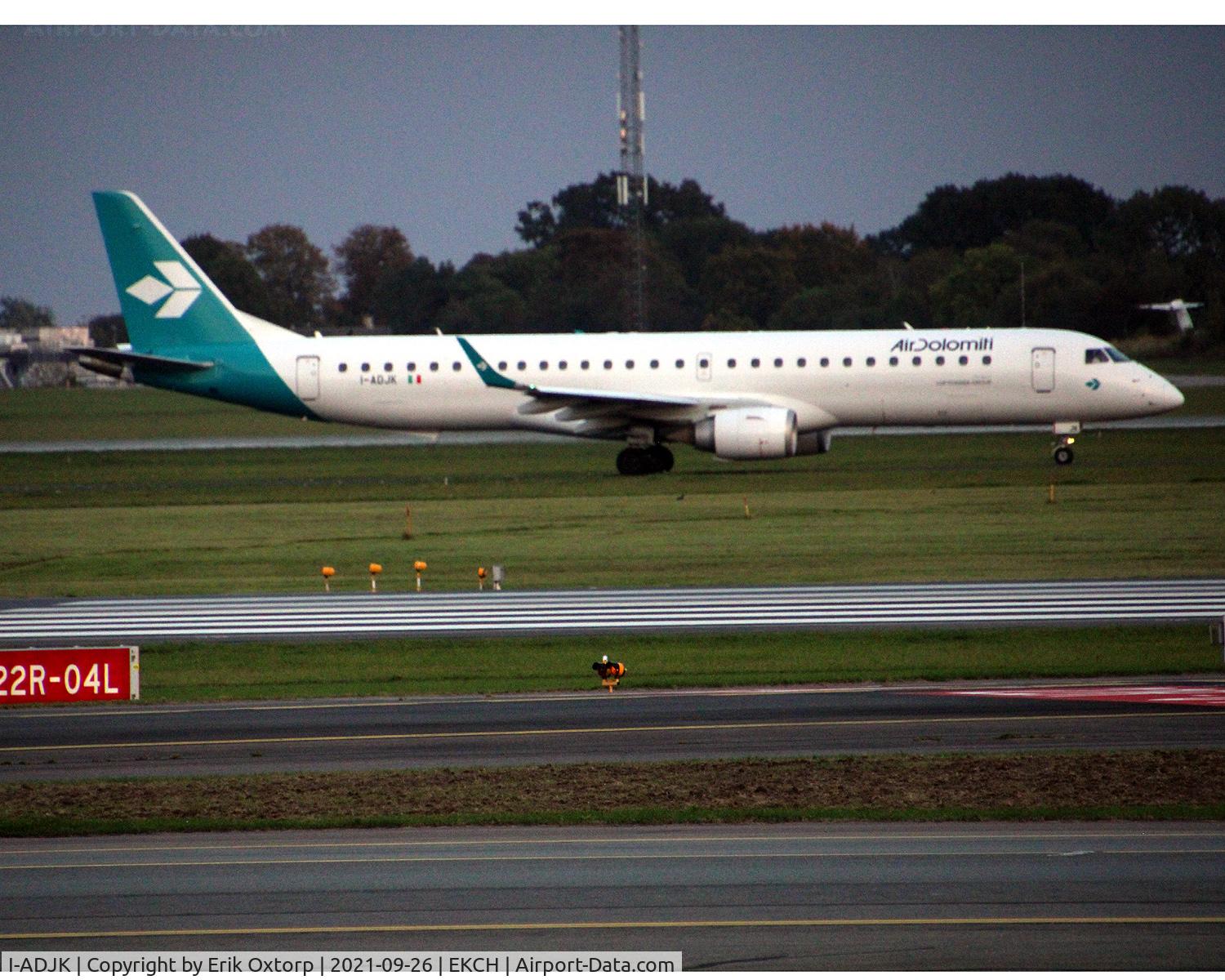 I-ADJK, 2009 Embraer 195LR (ERJ-190-200LR) C/N 19000245, I-ADJK taxi for takeoff rw 04R