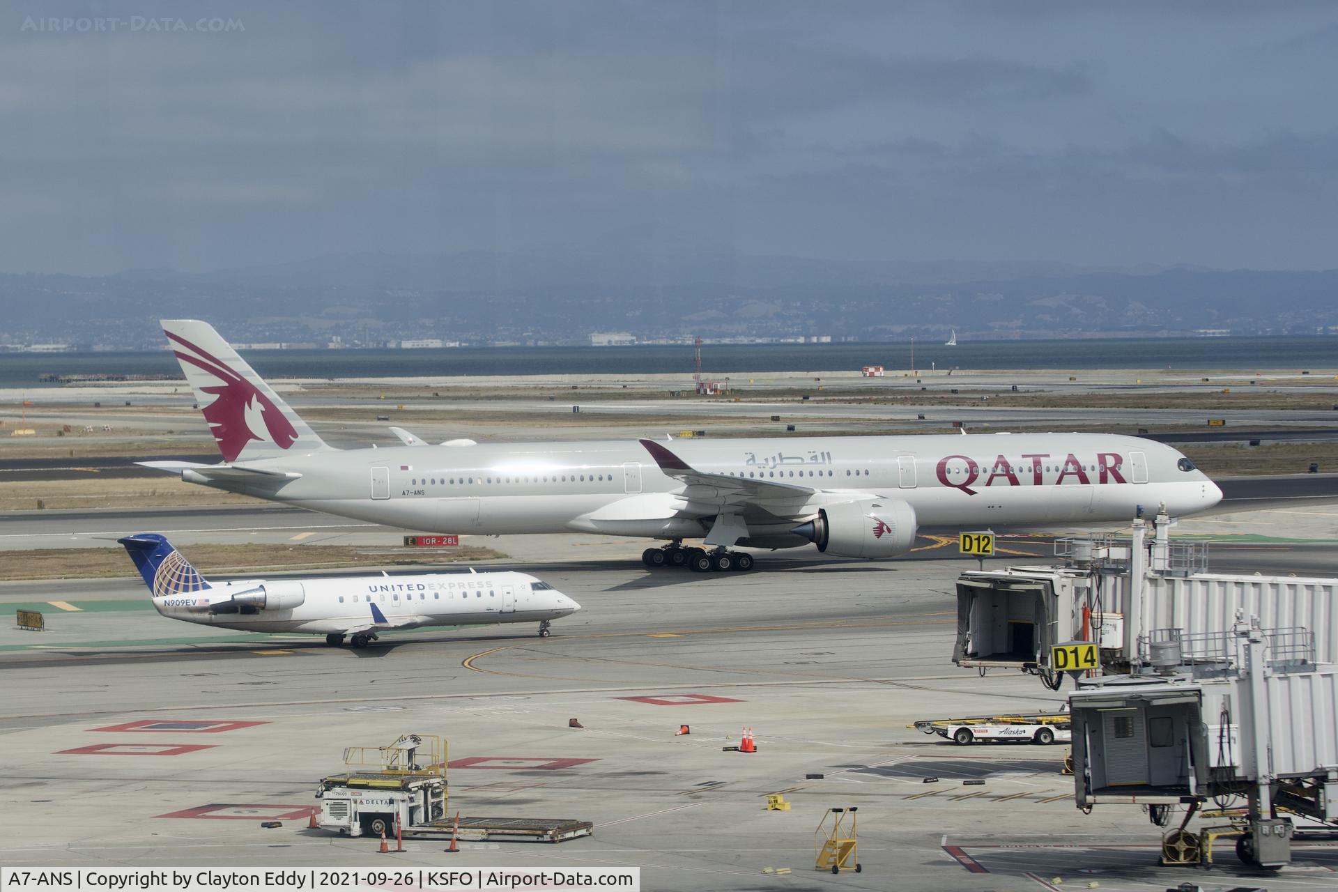A7-ANS, 2020 Airbus A350-1041 C/N 420, Sky Terrace SFO 2021.