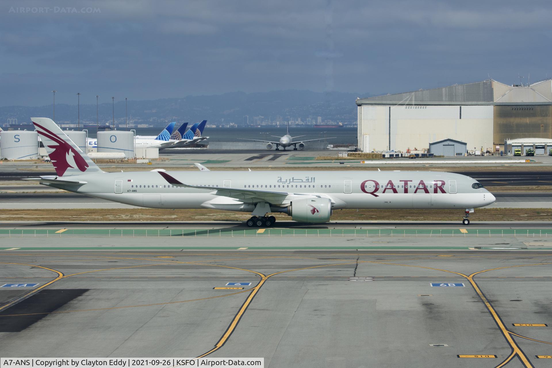 A7-ANS, 2020 Airbus A350-1041 C/N 420, Sky Terrace SFO 2021.