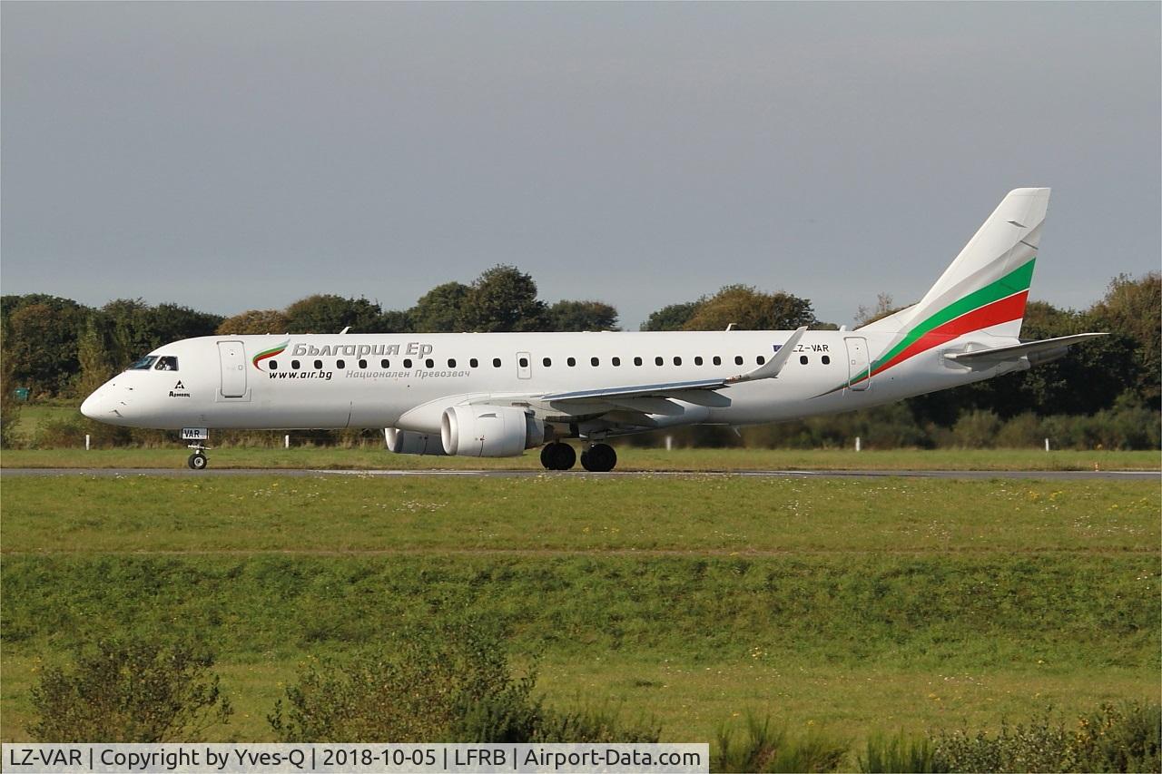 LZ-VAR, 2012 Embraer 190AR (ERJ-190-100IGW) C/N 19000496, Embraer 190AR, Take off run rwy 25L, Brest-Guipavas Airport (LFRB-BES)
