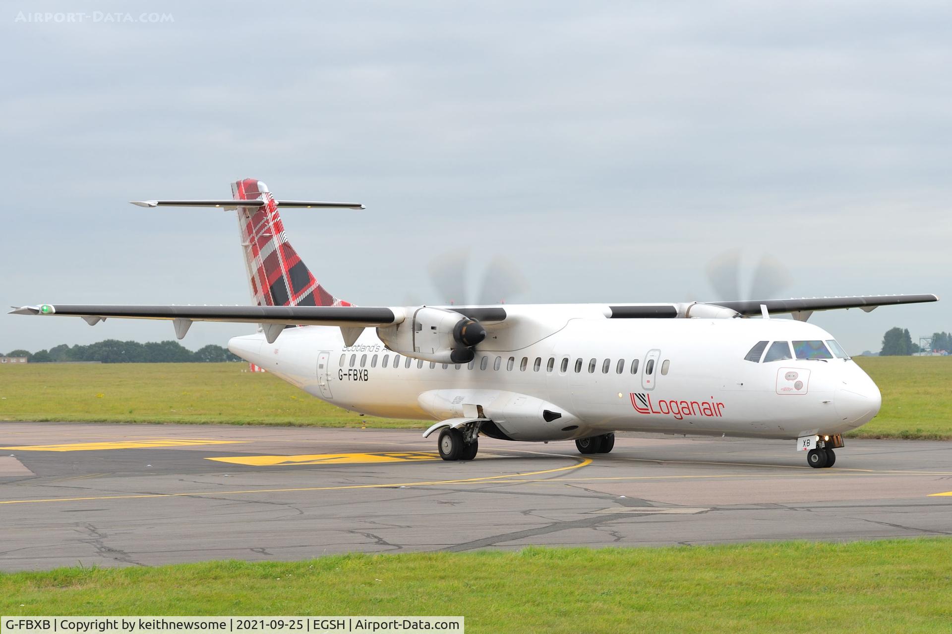 G-FBXB, 2015 ATR 72-212A C/N 1277, Arriving at Norwich from Aberdeen.