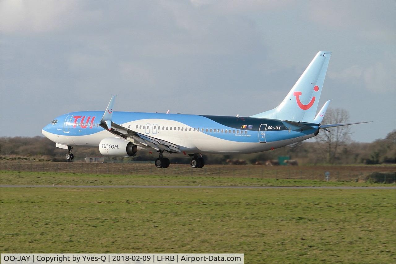OO-JAY, 2013 Boeing 737-8K5 C/N 40944, Boeing 737-8K5, Landing rwy 25L, Brest-Bretagne airport (LFRB-BES)