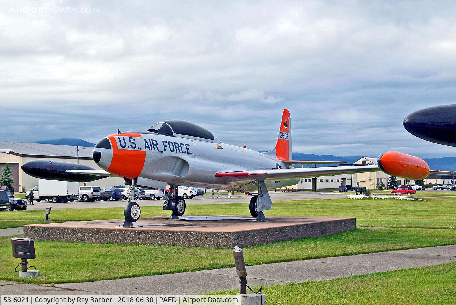 53-6021, 1953 Lockheed T-33A Shooting Star C/N 580-9553, 3-6021   (36021) Lockheed T-33A Shooting Star [580-9553] (United States Air Force /  Elmendorf Heritage Park) Elmendorf AFB~N 30/06/2018