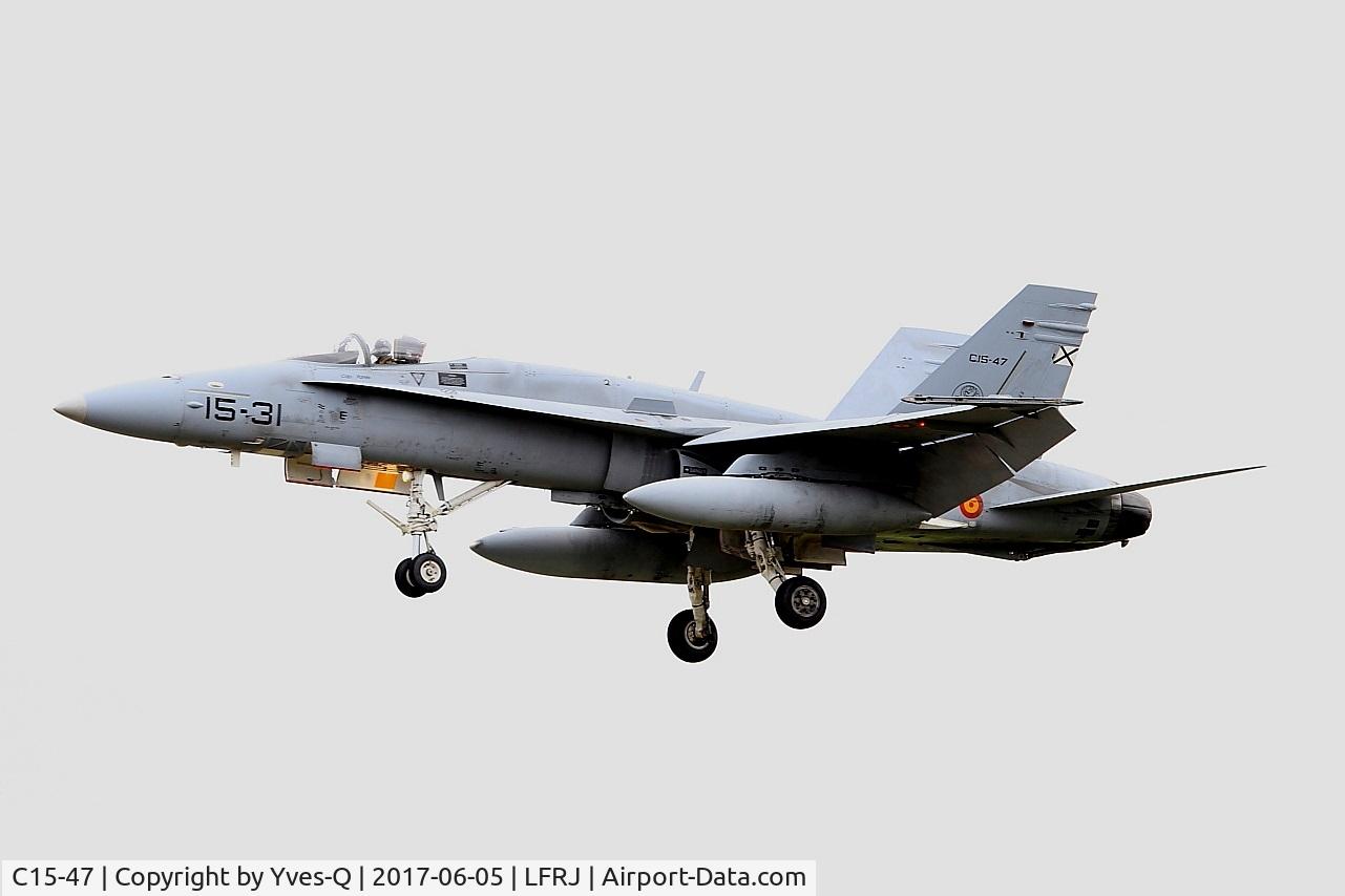 C15-47, McDonnell Douglas EF-18M Hornet C/N 0743/A559, McDonnell Douglas EF-18M Hornet, On final rwy 26, Landivisiau Naval Air Base (LFRJ) Tiger Meet 2017