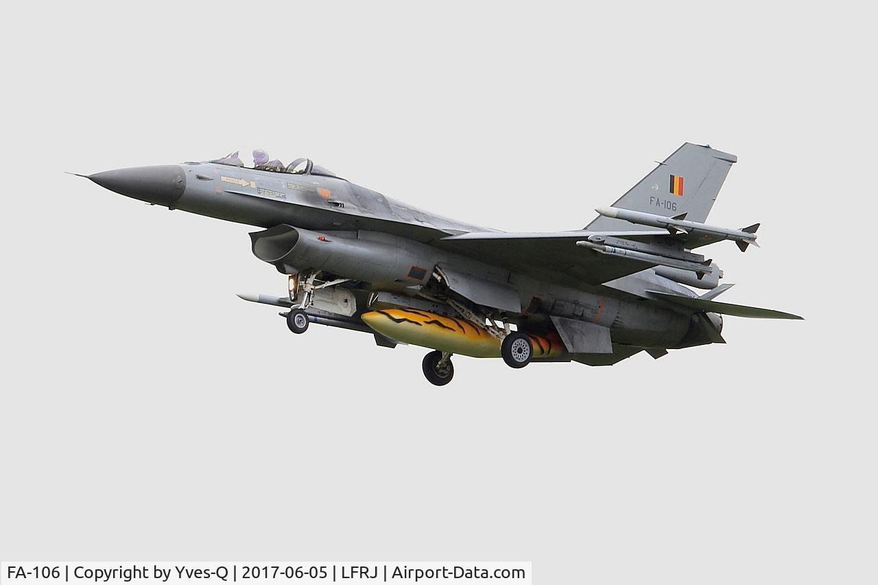 FA-106, SABCA F-16AM Fighting Falcon C/N 6H-106, SABCA F-16AM Fighting Falcon, Short approach rwy 26, Landivisiau Naval Air Base (LFRJ) Tiger Meet 2017