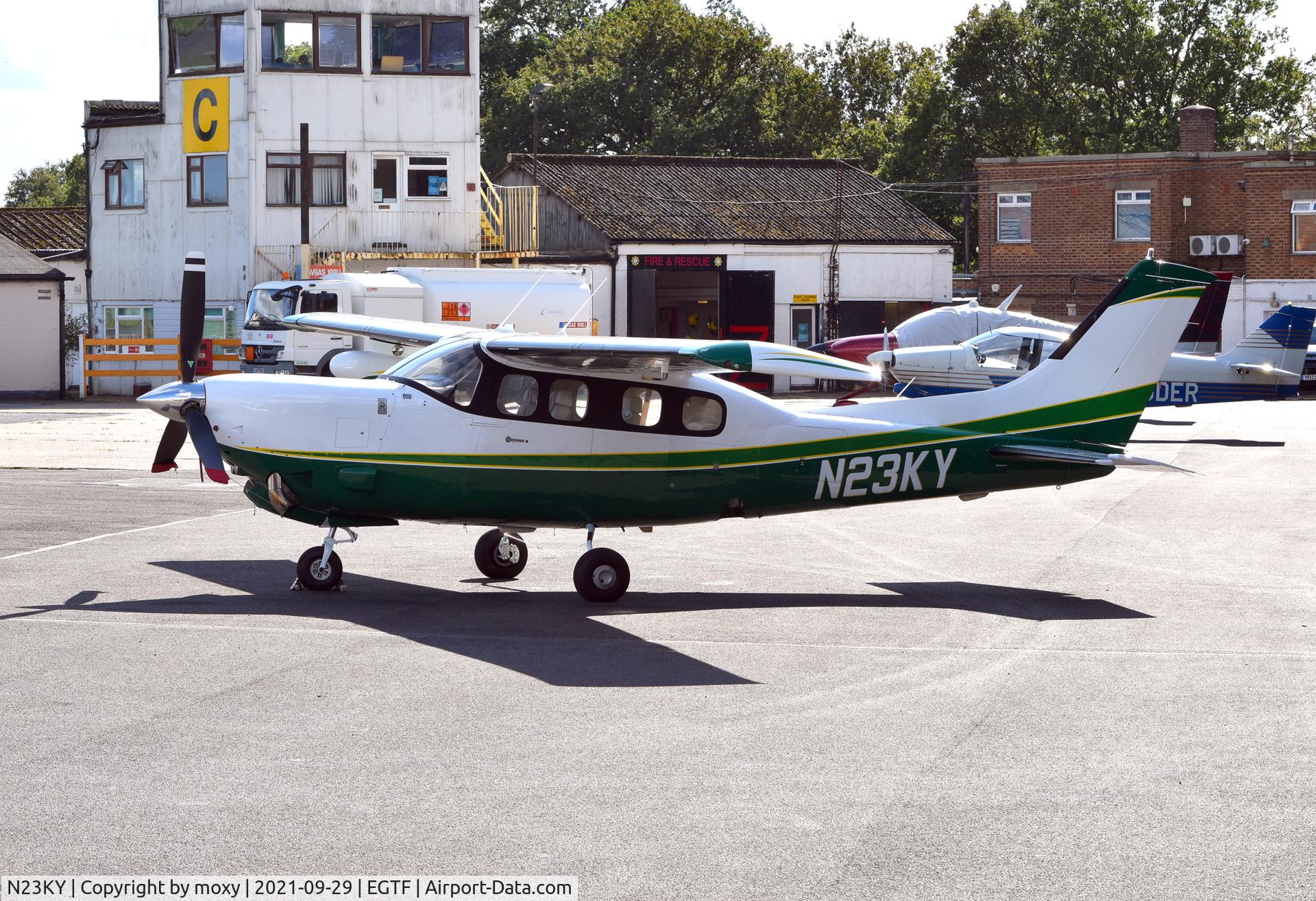 N23KY, 1979 Cessna P210N Pressurised Centurion C/N P21000447, Cessna P210N Pressurised Centurion at Fairoaks. Updated colour scheme.