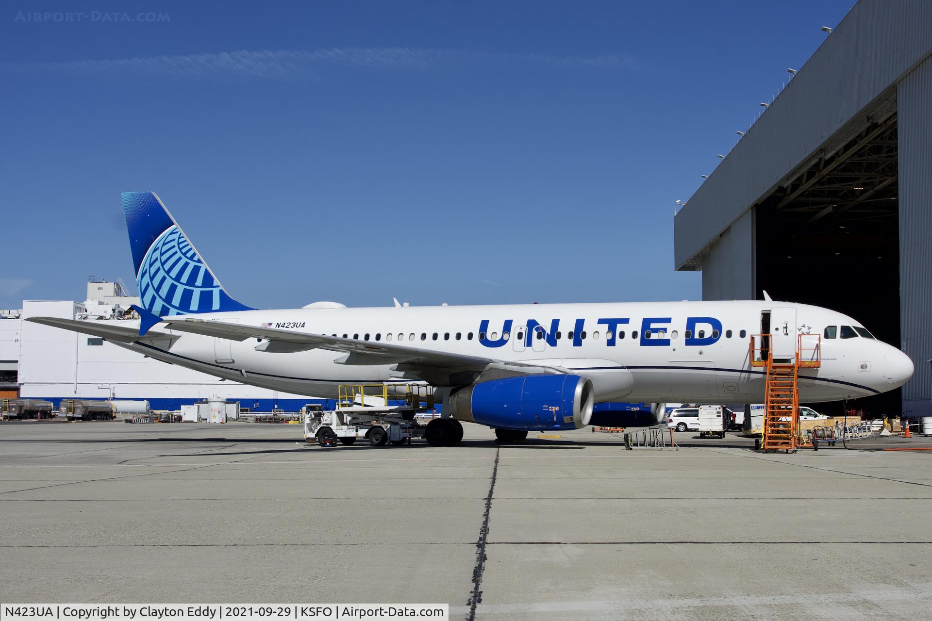 N423UA, 1995 Airbus A320-232 C/N 504, SFO 2021.