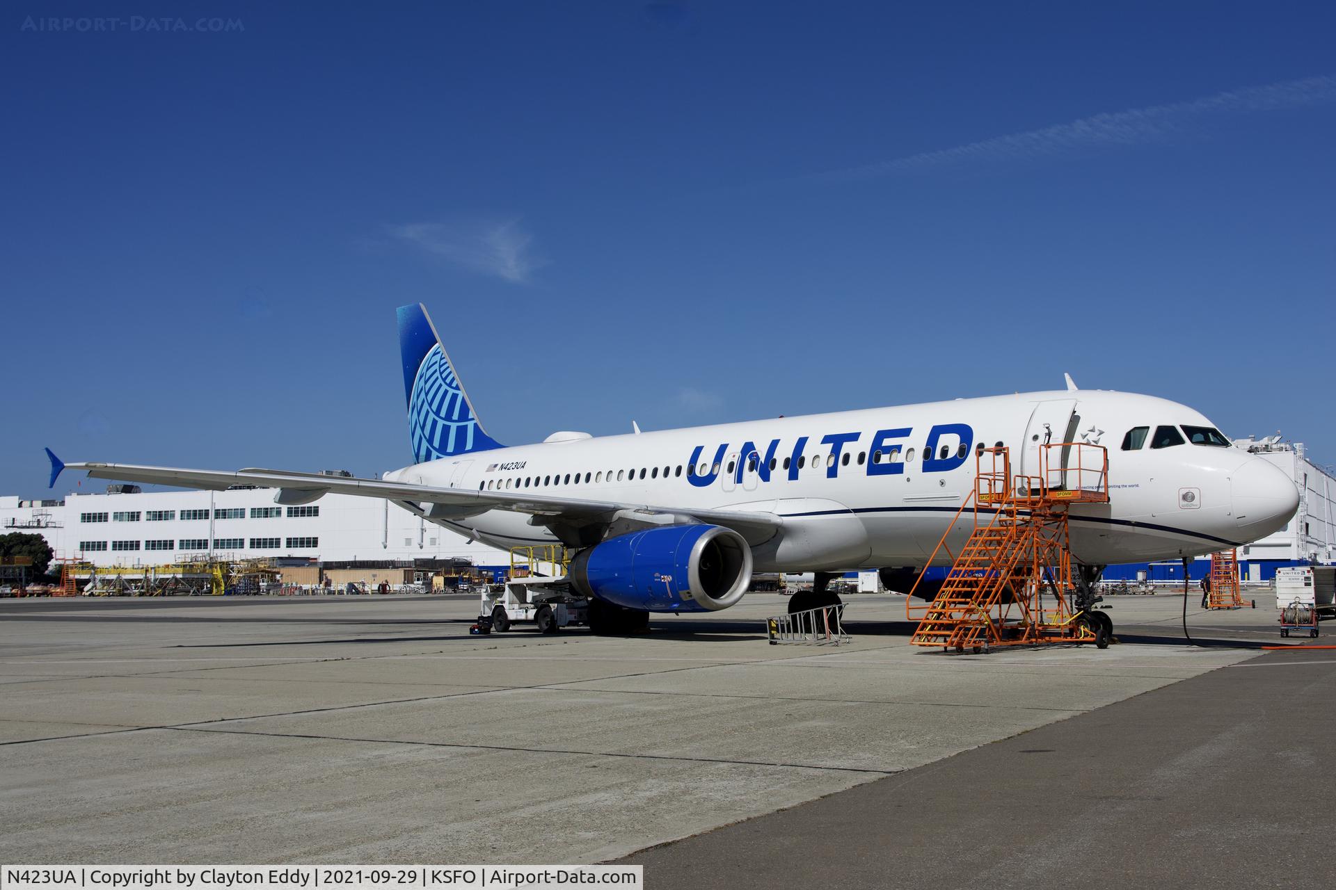 N423UA, 1995 Airbus A320-232 C/N 504, SFO 2021.