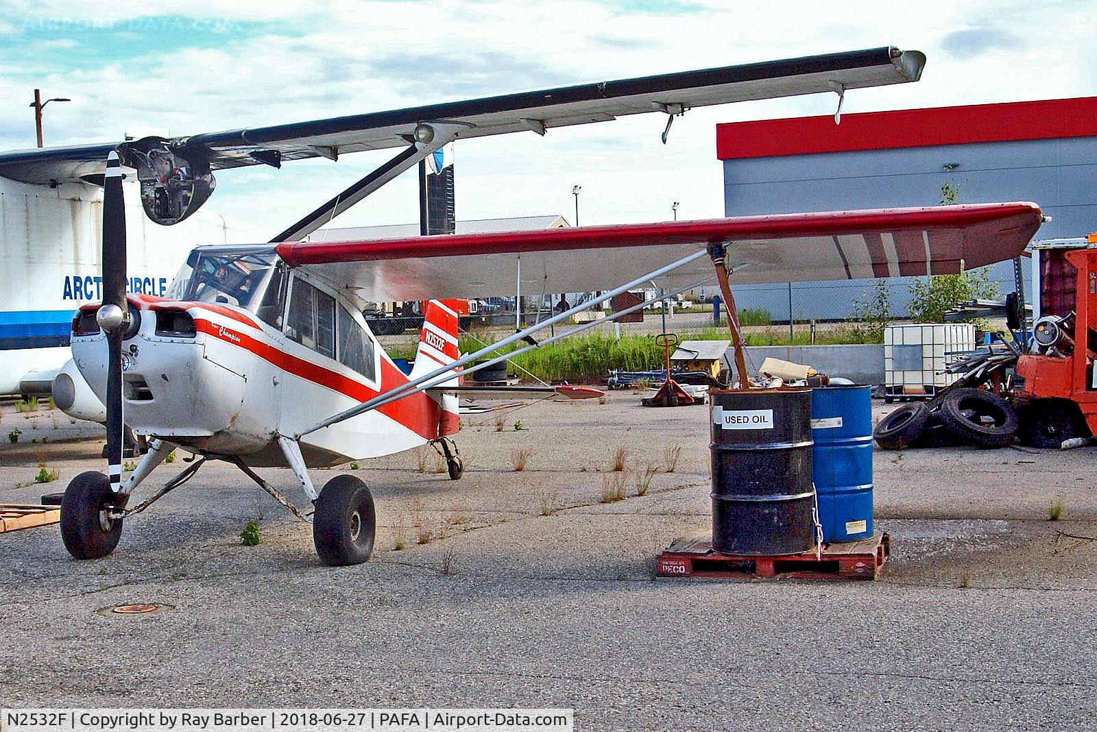 N2532F, 1965 Champion 7ECA Citabria C/N 154, N2532F   Champion 7ECA Citabria [154] Fairbanks~G 27/06/2018 . Minus starboard wing.
