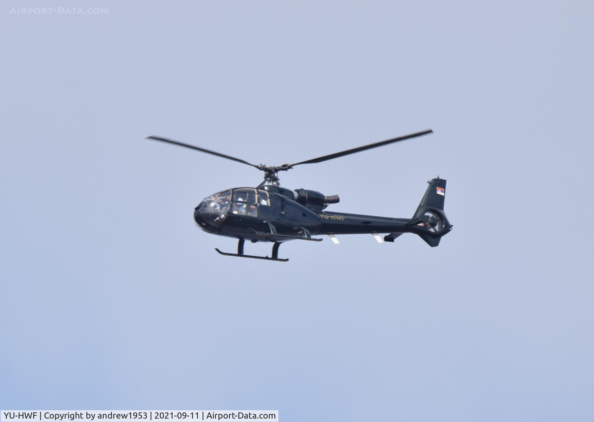 YU-HWF, 1977 Aerospatiale SA-341G Gazelle C/N 1407, YU-HWF over the Bristol Channel.