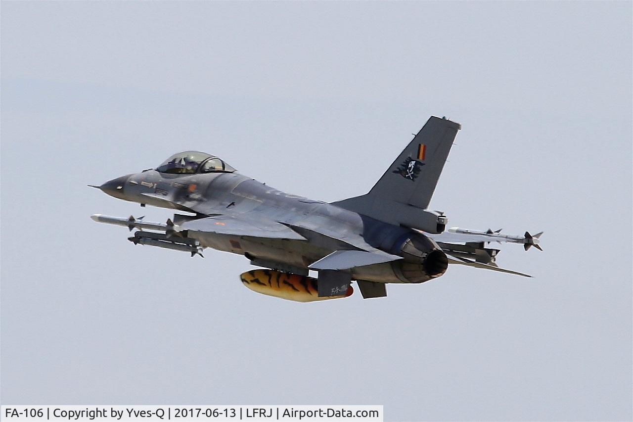 FA-106, SABCA F-16AM Fighting Falcon C/N 6H-106, SABCA F-16AM Fighting Falcon, Climbing from rwy 26, Landivisiau Naval Air Base (LFRJ) Tiger Meet 2017