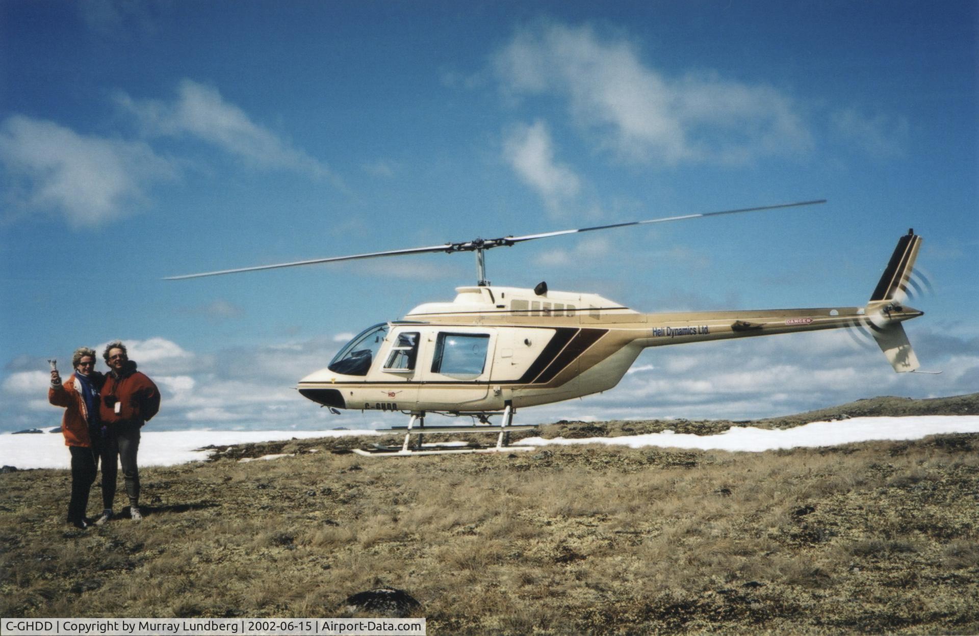 C-GHDD, Bell 206B JetRanger II C/N 1810, On a mountain overlooking Lake Bennett, while on a private charter.