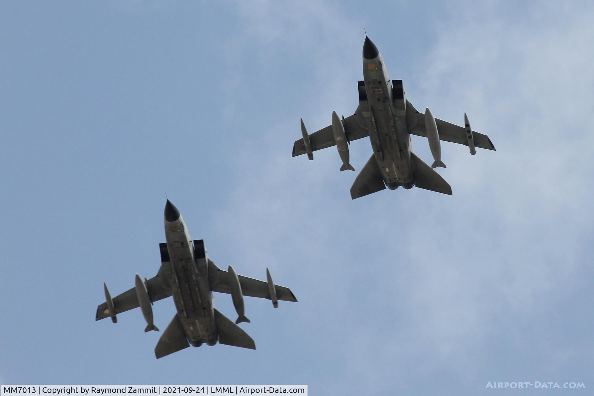 MM7013, Panavia Tornado IDS C/N 158/IS012/5017, Panavia Tornadoes IDS MM7013/6-75 and MM7064/6-24 Italian Air Force coming in for the run in and break over RW14 to participate in the Malta International Airshow 2021.