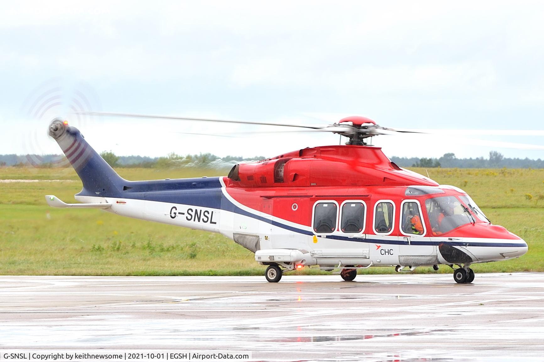 G-SNSL, 2013 AgustaWestland AW-139 C/N 31511, Leaving Norwich for Humberside, formerly PH-EUJ.